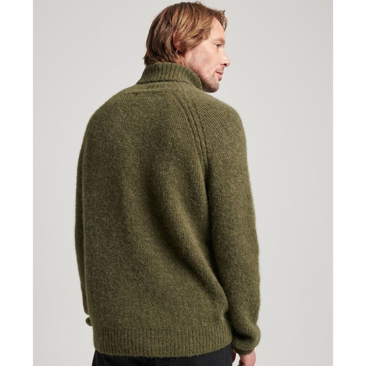 Pull épais à col roulé Studios vert mousse foncé, SUPERDRY