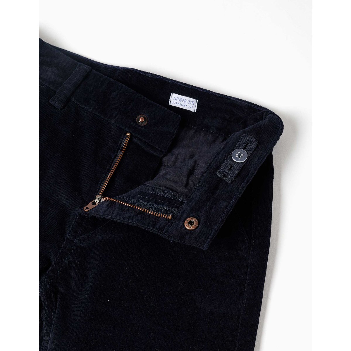 Pantalon à coupe droite en velours côtelé avec poches You&Me bleu foncé, ZIPPY