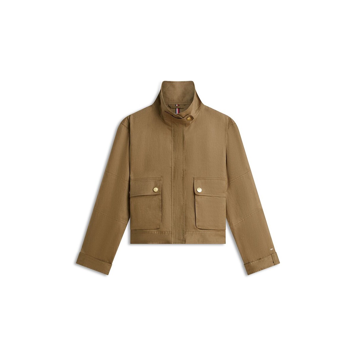 Veste en lin à col montant olive, TOMMY HILFIGER