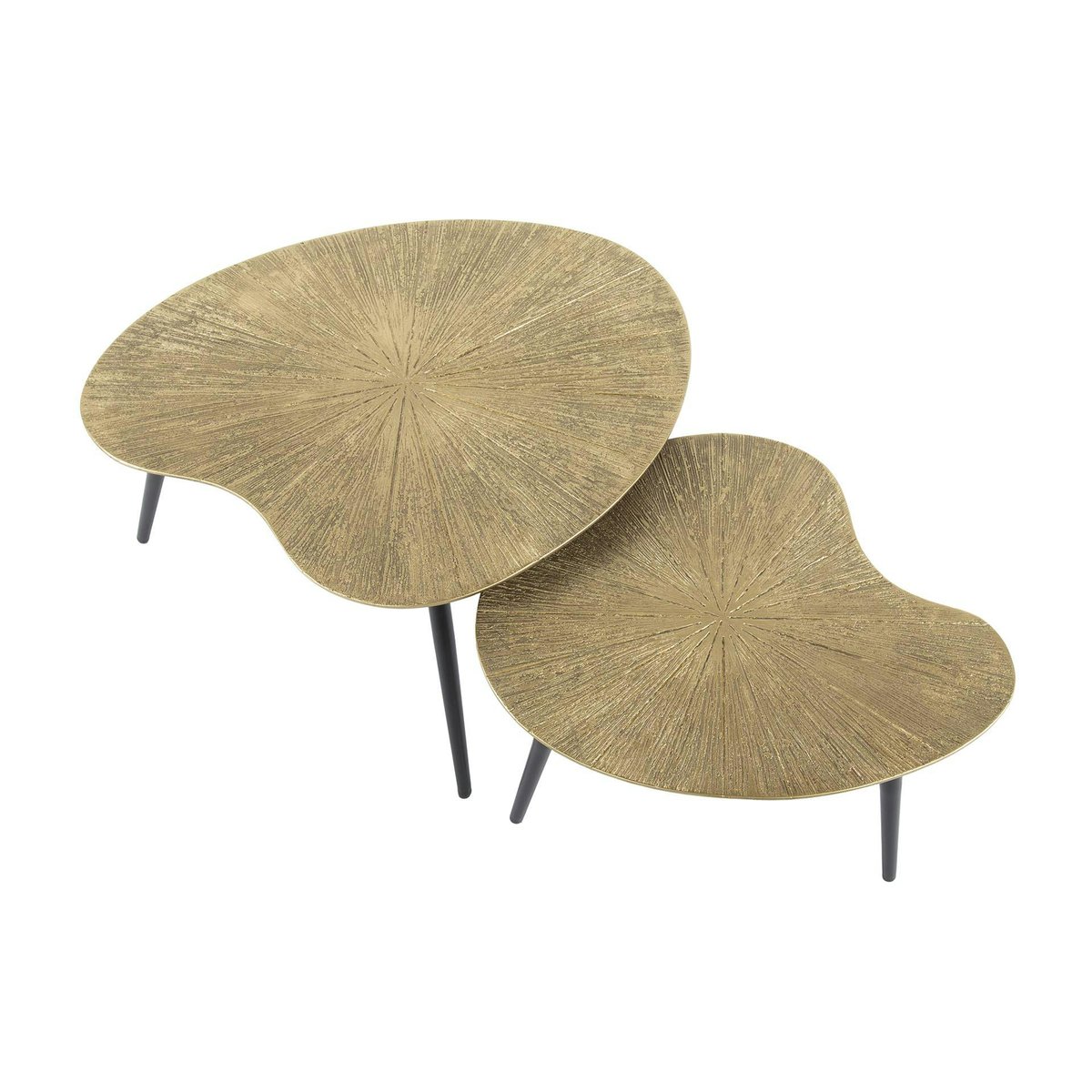 Table basse organique, feuille de ginkgo stylisée (lot de 2) RALF doré, PIER IMPORT