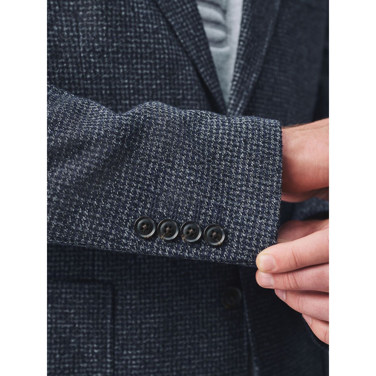 Veste de costume ajustée en tissu bouclé bleu marine, NEXT