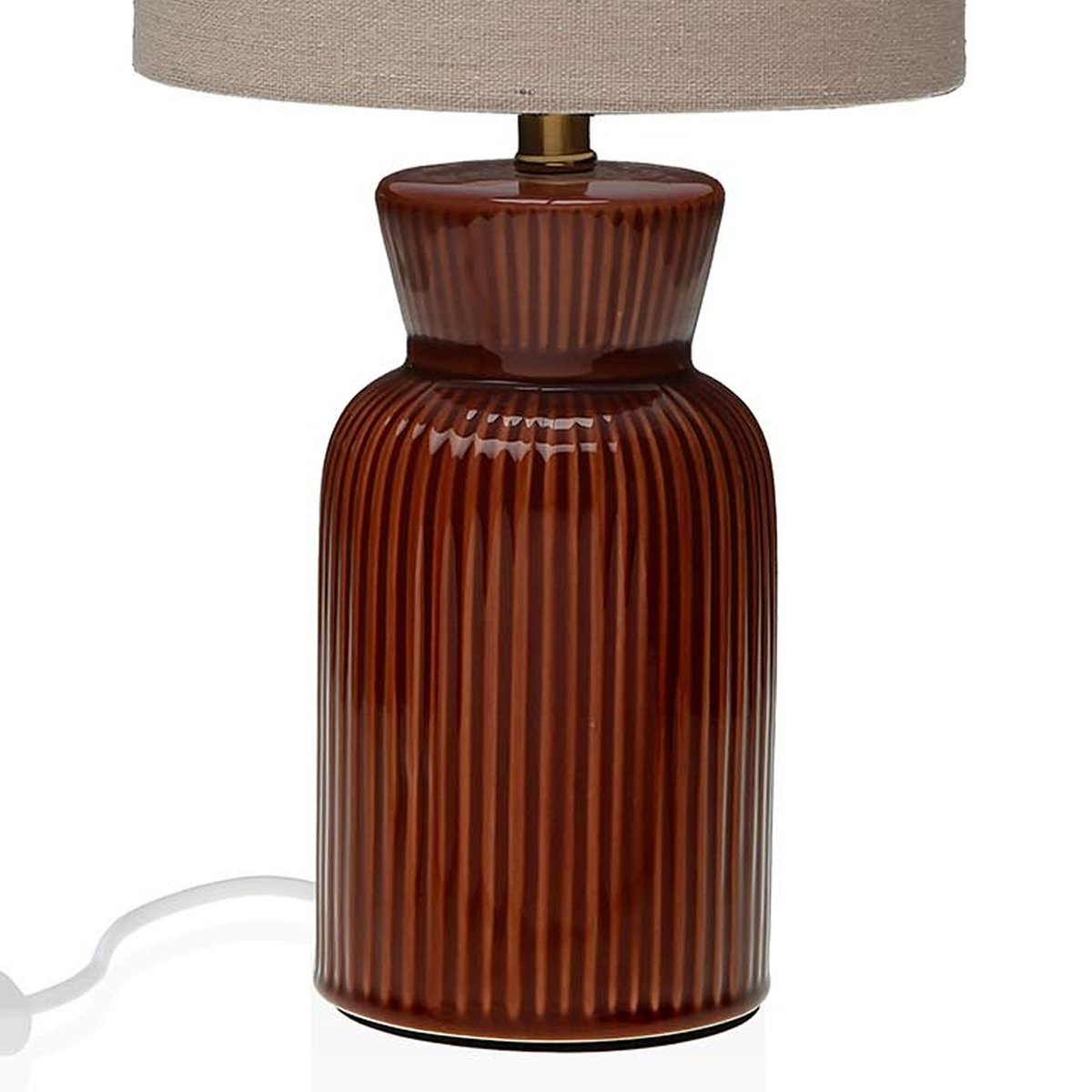 Lampe à poser en céramique marron et abat-jour gris 18x18x39cm marron, VERSA