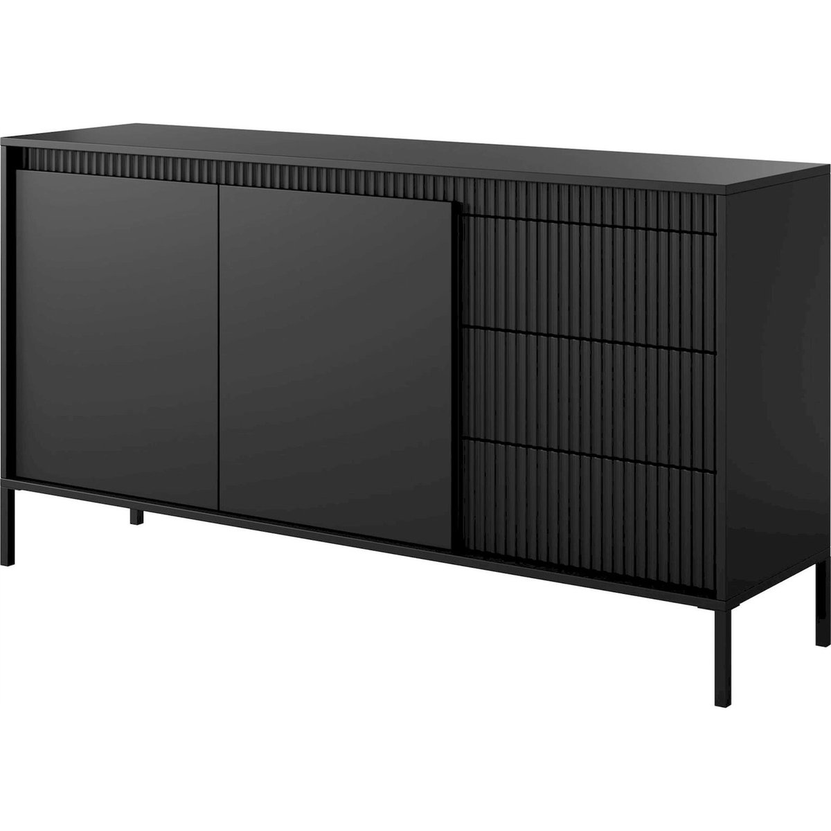Buffet bois rainuré FALSETTO beige sable, RECOLLECTION