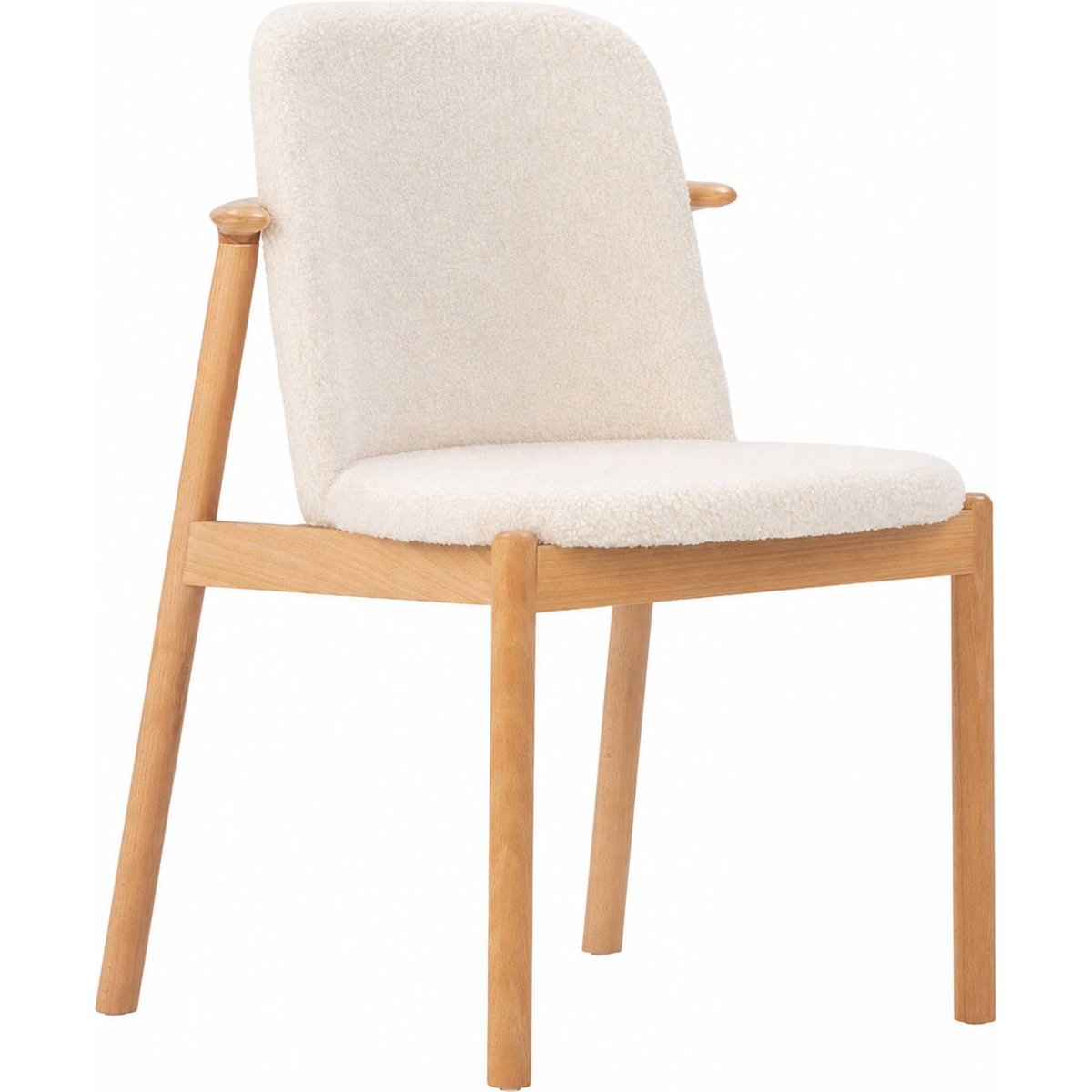 Chaise en hêtre et tissu bouclé naturel et blanc, RECOLLECTION