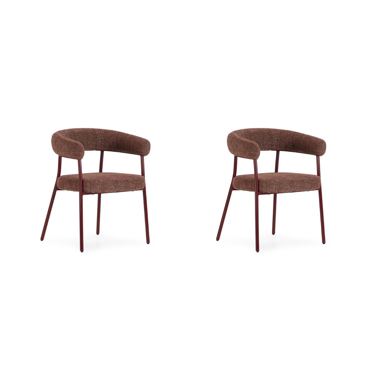 Lot de 2 chaises tissu texturé, ROSA rouge, BOBOCHIC
