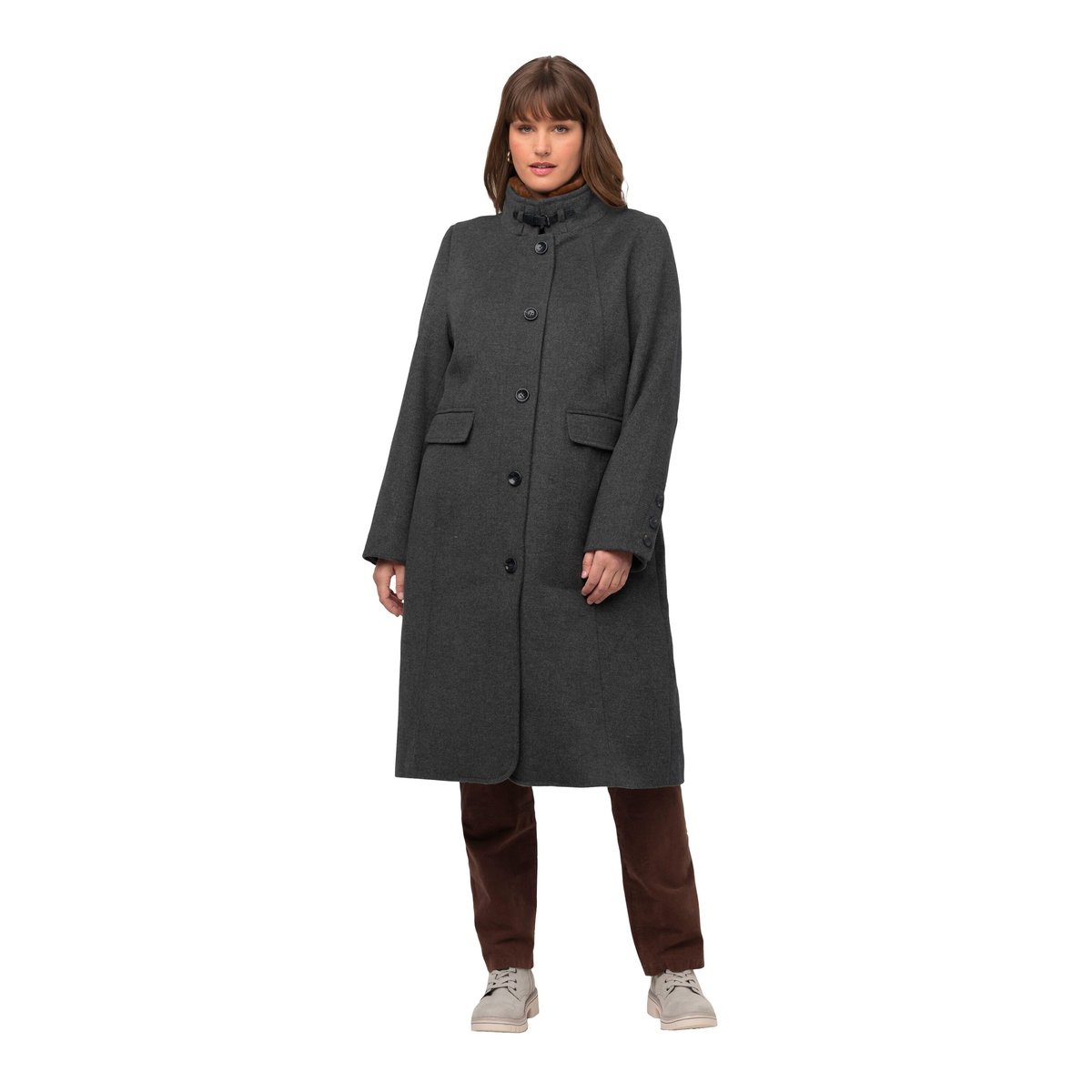 Manteau style tyrolien à col montant taupe, ULLA POPKEN