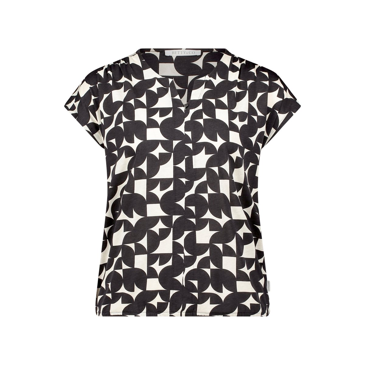 T-shirt façon blouse à élastique noir/blanc, BETTY & CO