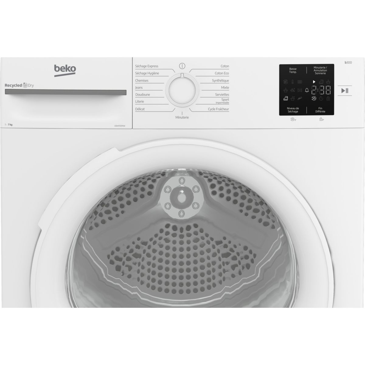 Sèche linge pompe à chaleur D3H17D91W couleur unique, BEKO