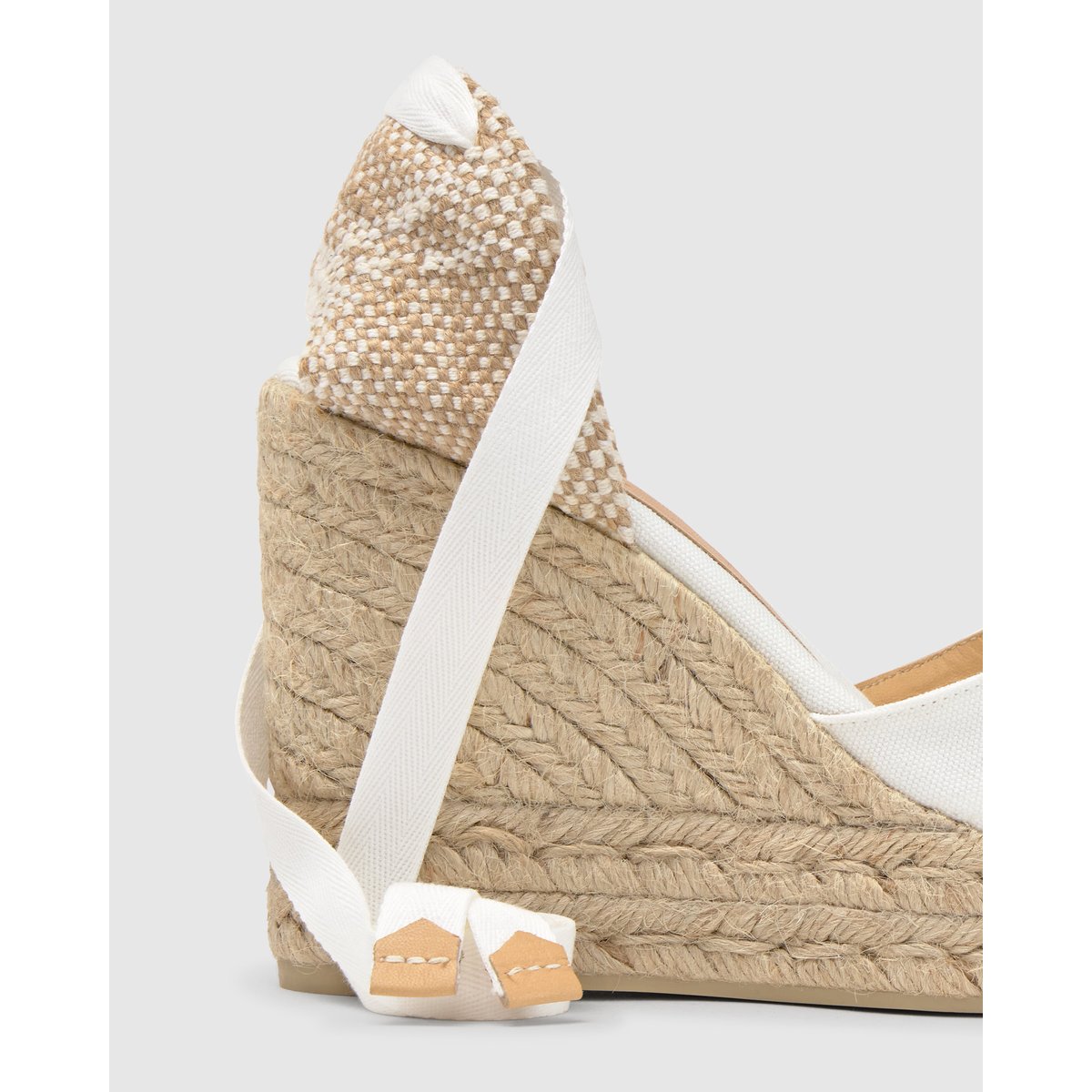 Espadrilles compensées en jute tressée à découpe en V CHIARA EXTRA PLATFORM blanc, CASTANER
