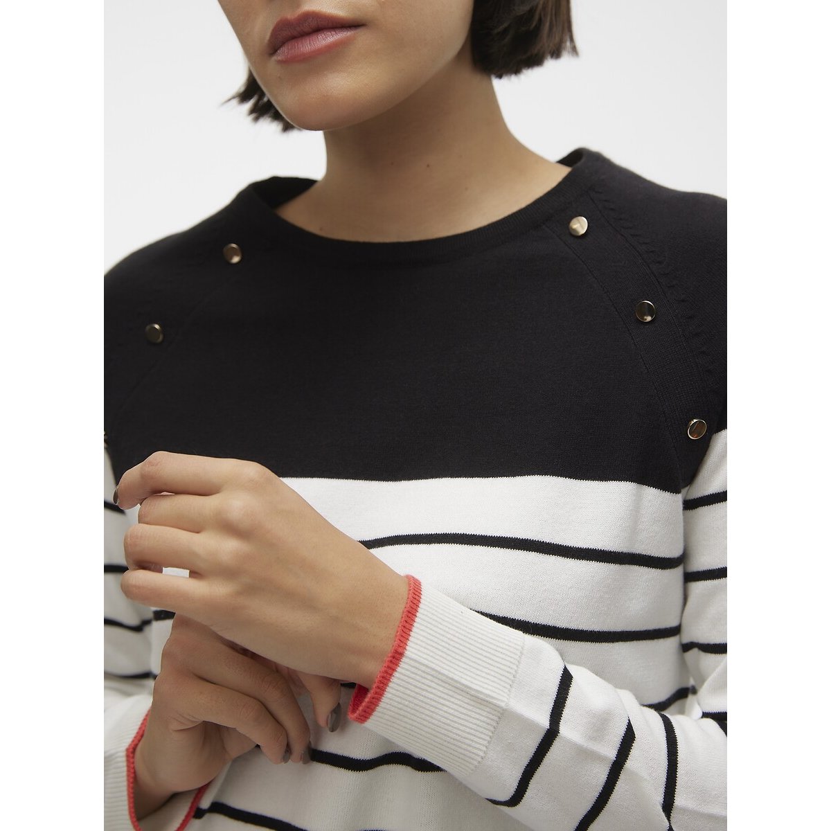 Jersey de rayas, detalles de botones blanco/azul, VERO MODA