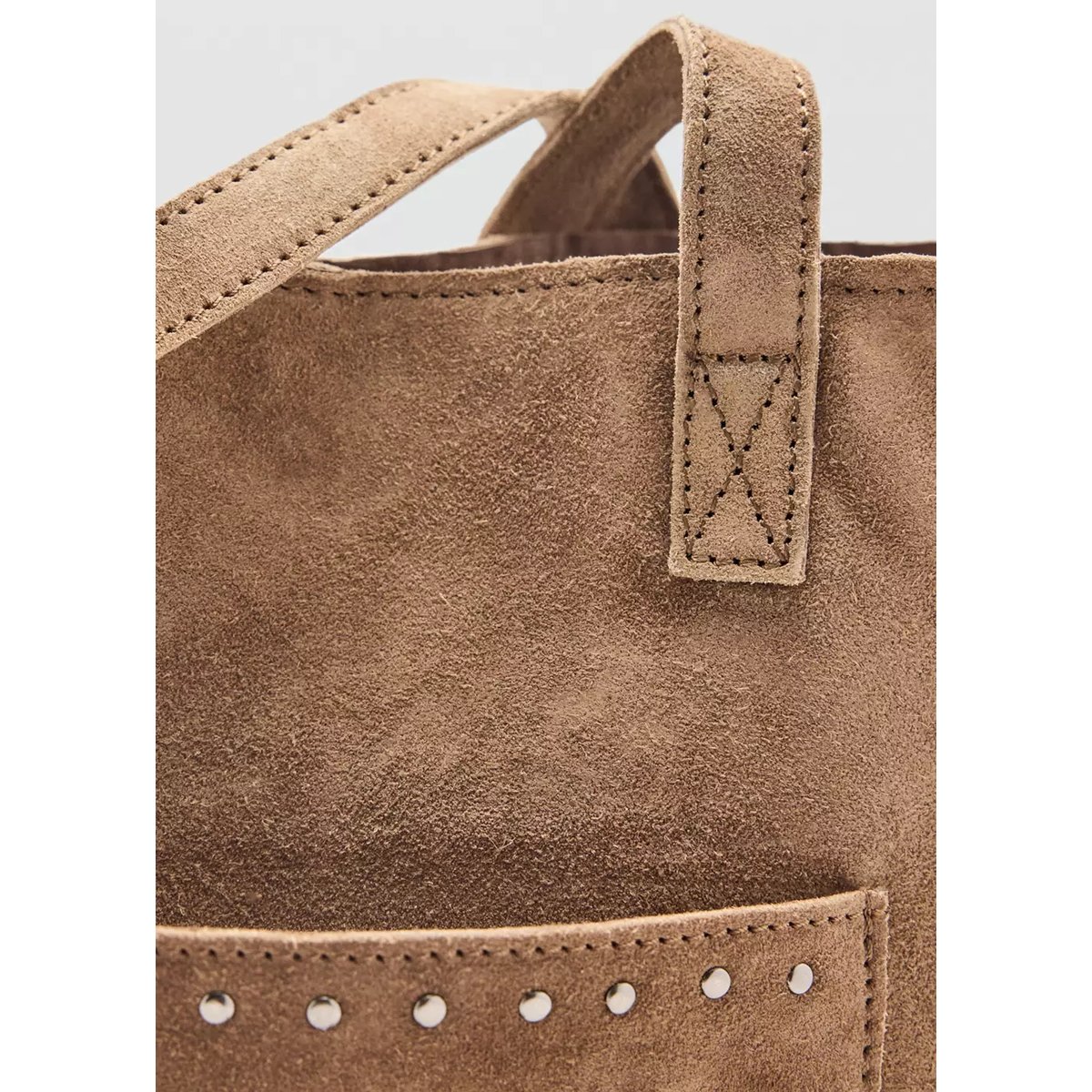 Sac shopper cuir clouté sable, MANGO TEEN