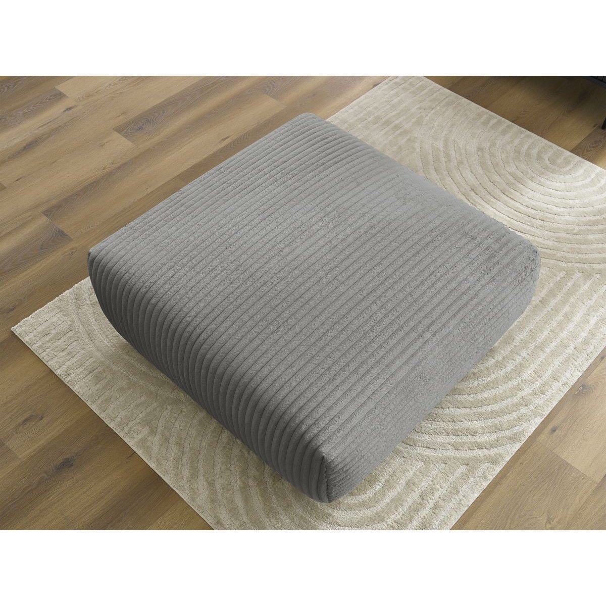 Pouf gros côtelé doux, LUCIEN gris foncé, BOBOCHIC