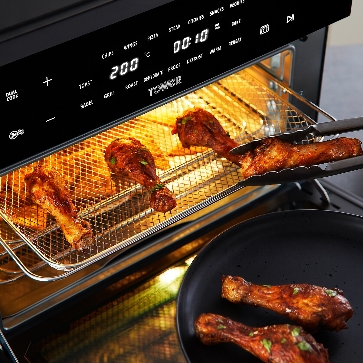 Vortx 30L Digital Air Fryer Oven - T17122 black, TOWER