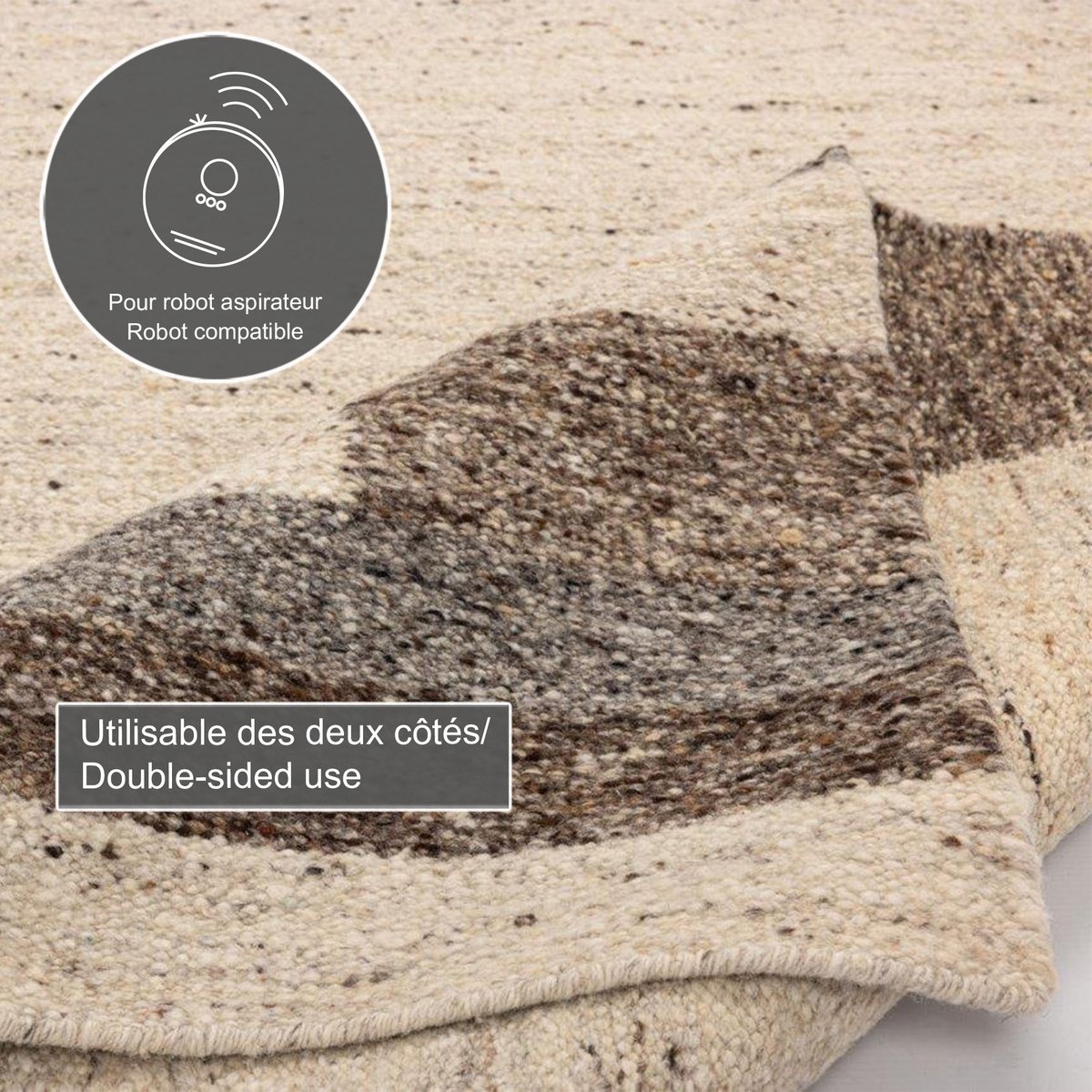 Tapis de salon en laine tissé main - EHRWALD beige multi, THEKO