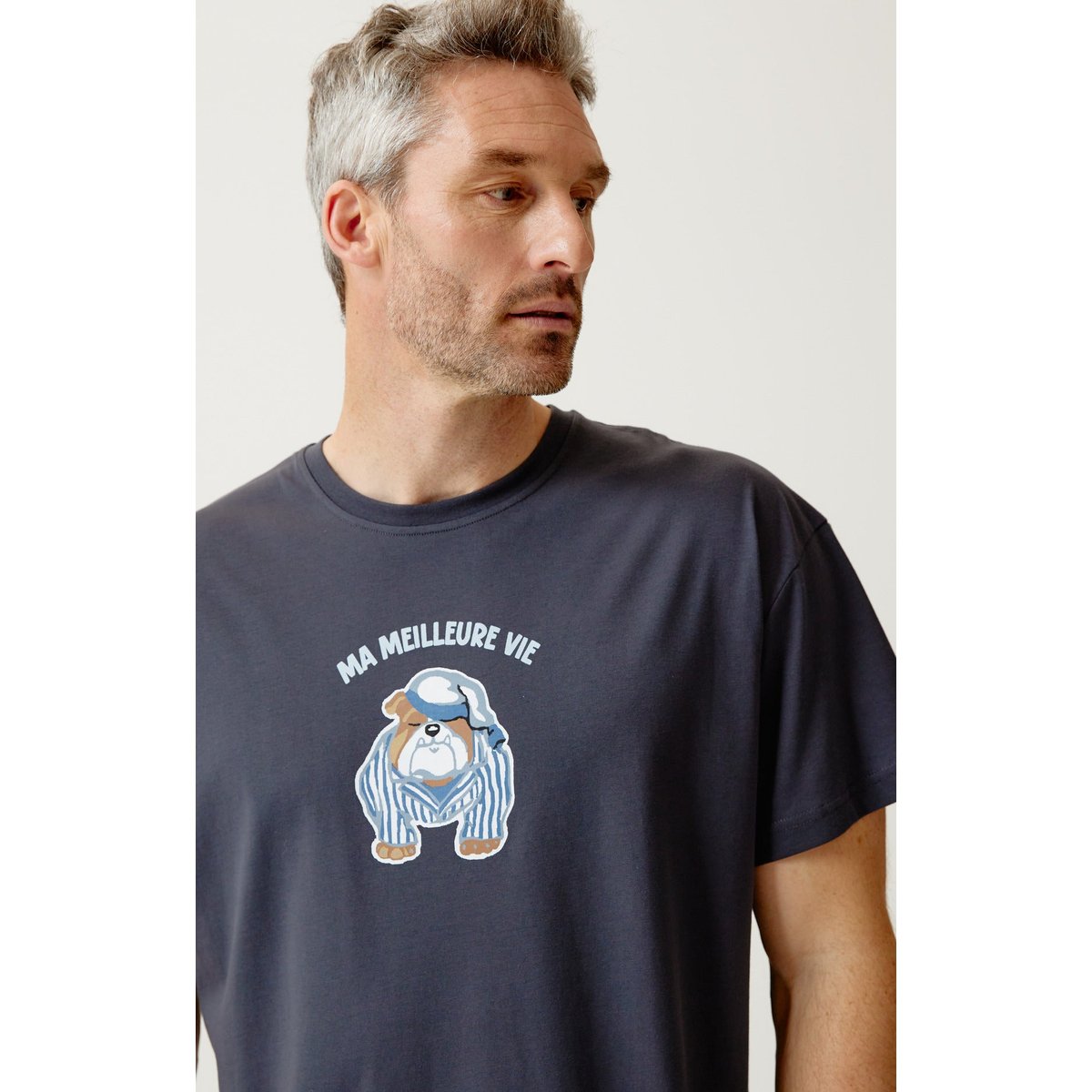 Maxi Tee-Shirt en jersey de coton léger imprimé Ma meilleure vie ebony, ARTHUR