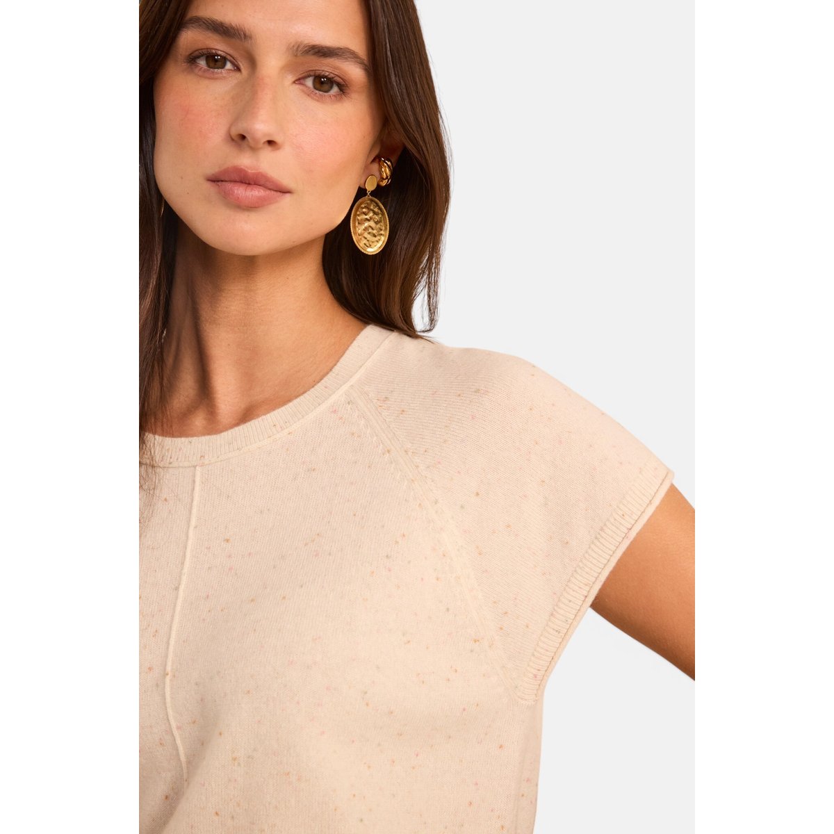 Pull à manches courtes en cachemire BILL creme, Maison 123