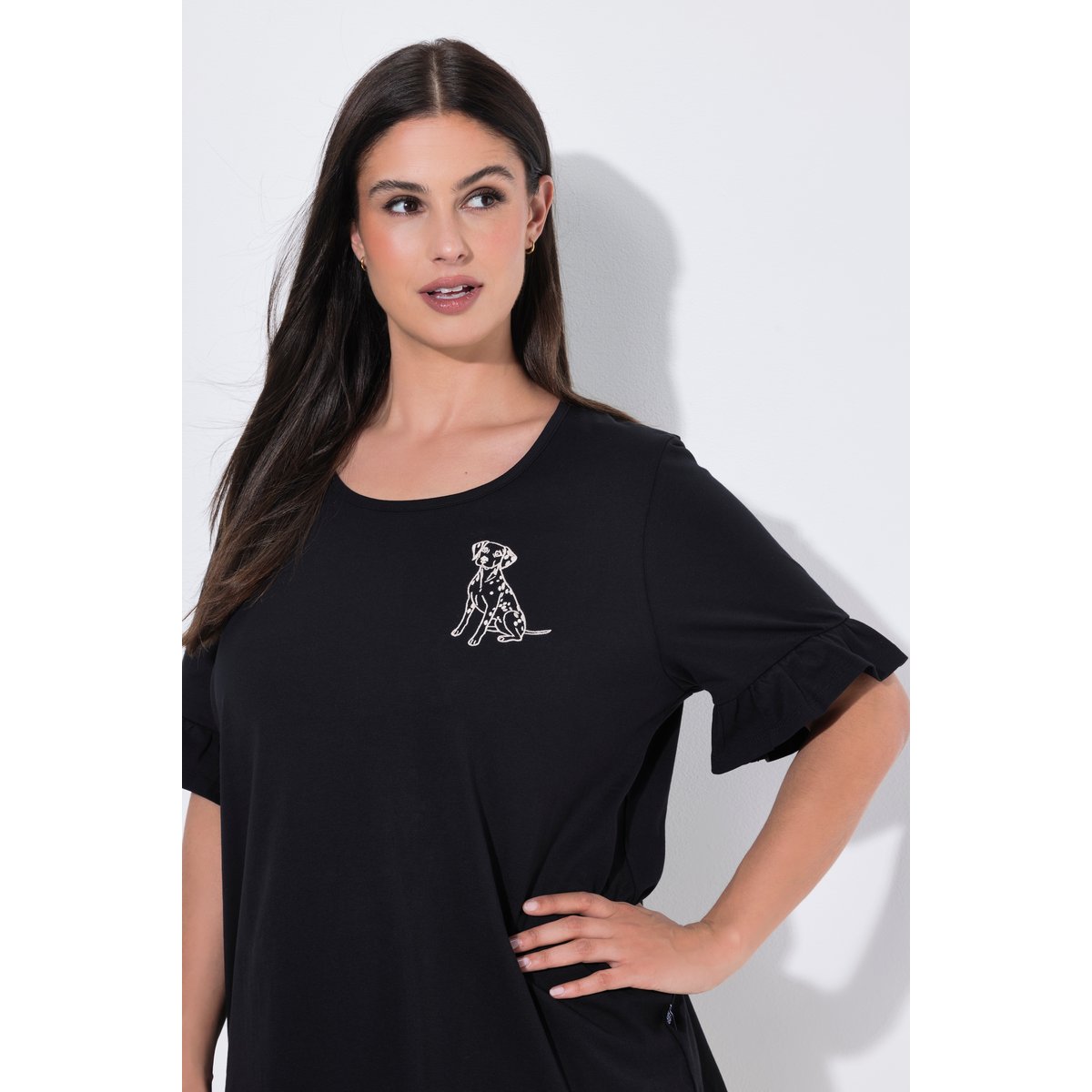 Pyjama motif dalmatien, décolleté rond noir, ULLA POPKEN