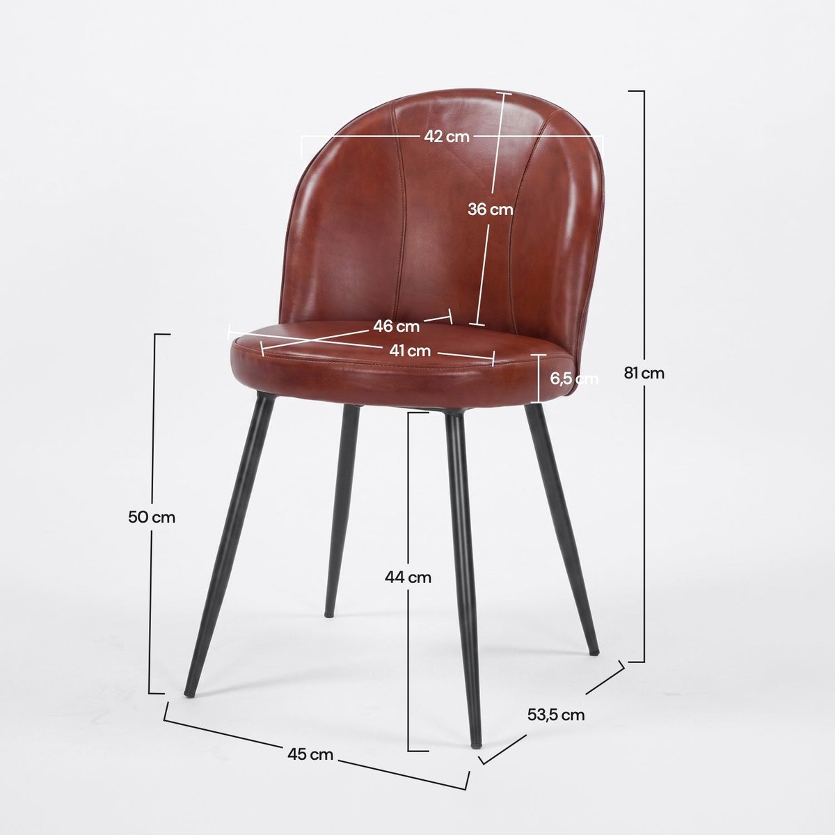 Lot de 2 chaises en cuir de buffle - CÉLESTIN marron rouge, MAISON PAVANE