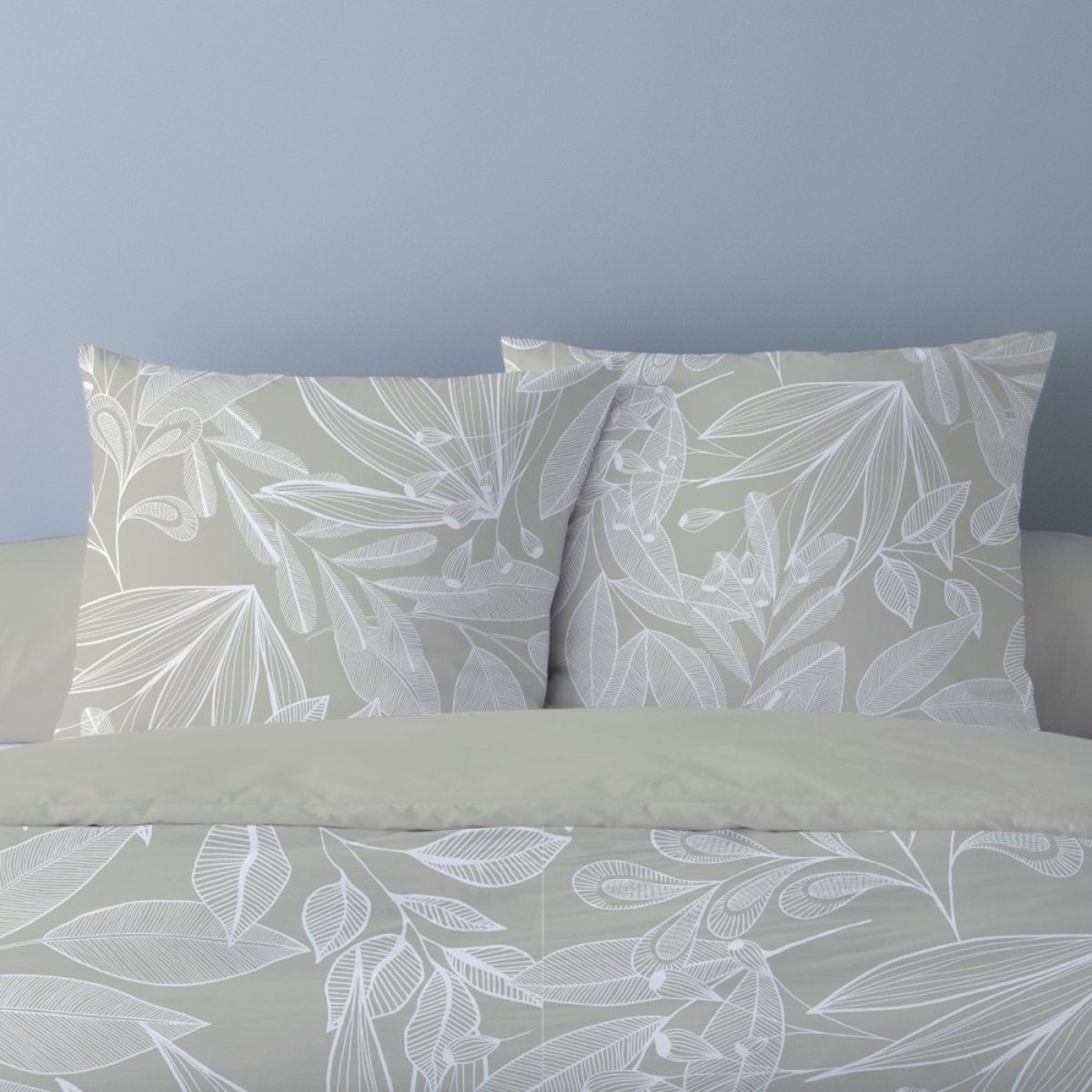 Housse de couette 240x220 LIMA + 2 taies Percale de coton beige, DECORATIE