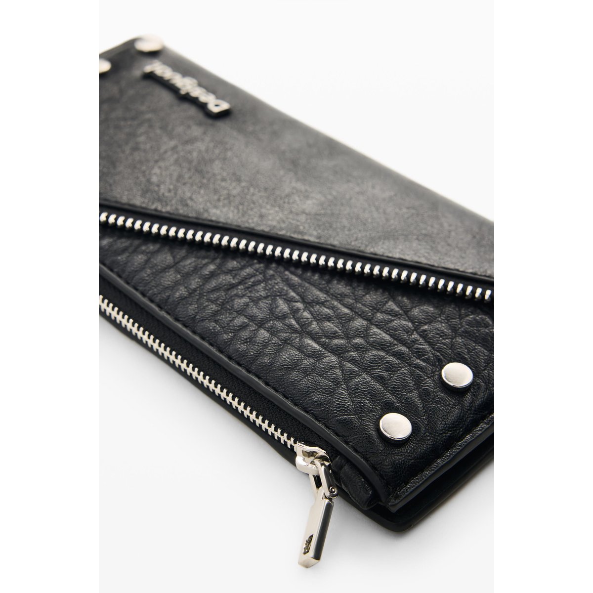 Grand porte-monnaie à fermetures éclair noir, DESIGUAL