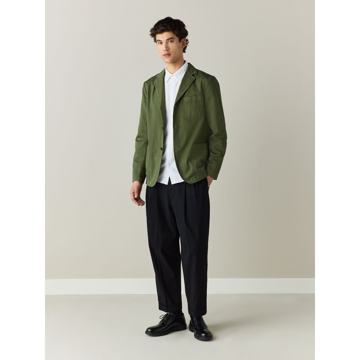 Blazer teint en pièce lin mélangé vert, NEXT