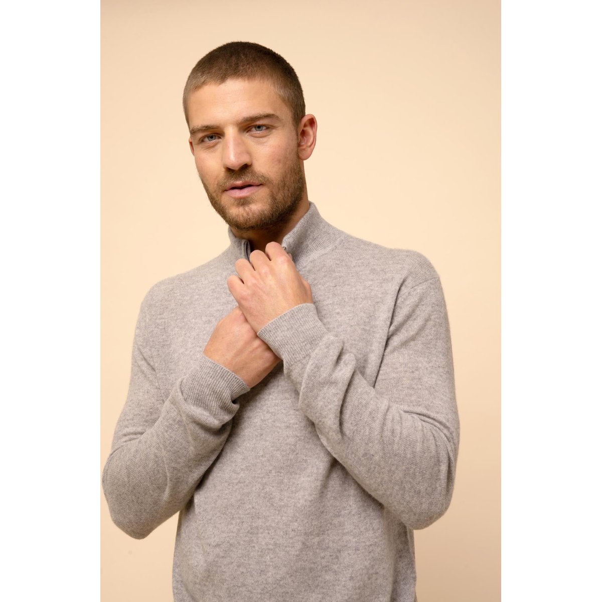 Pull Camionneur Nuage Chiné Bradley gris chiné, JUST CASHMERE