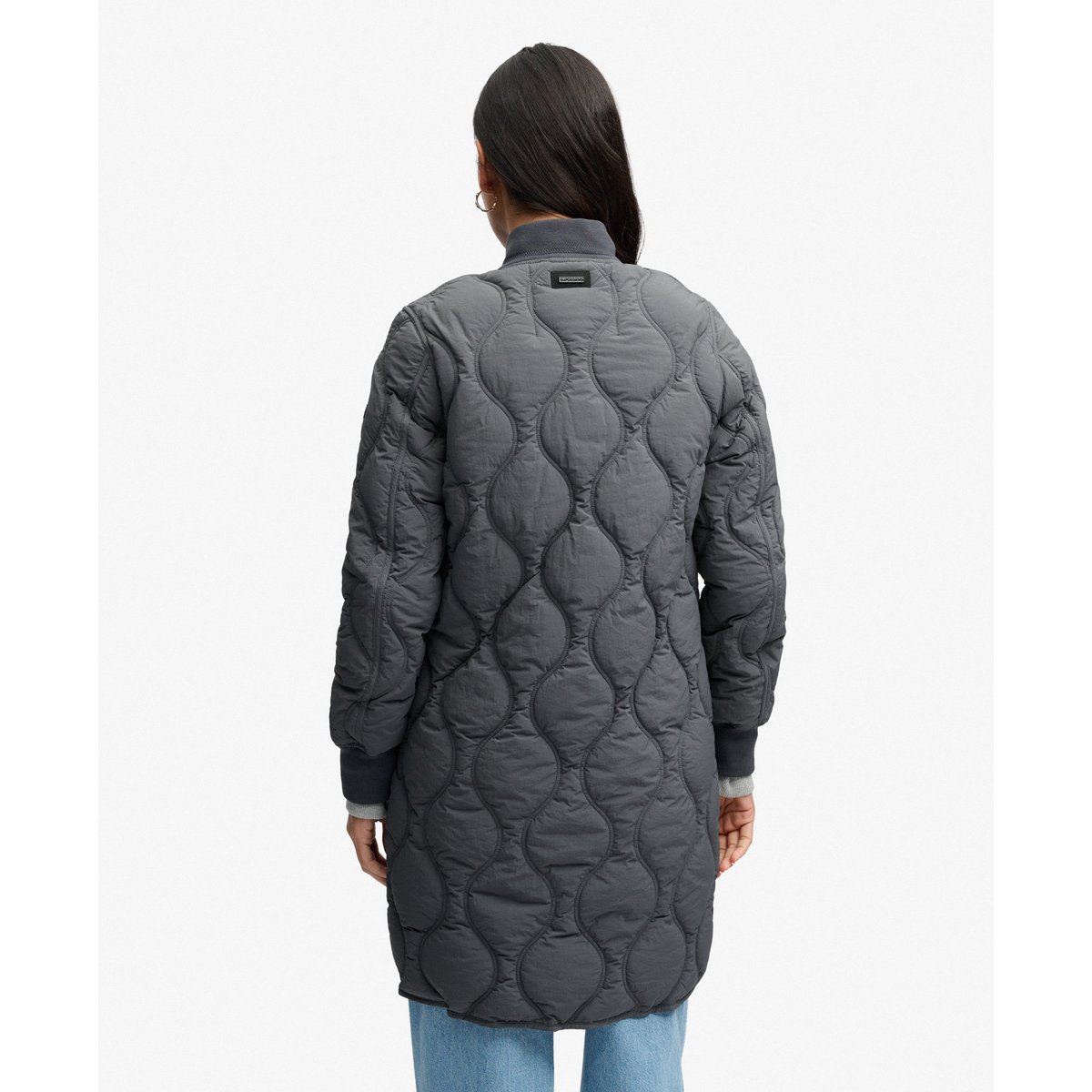 Veste Matelassée Longue ébène, SUPERDRY