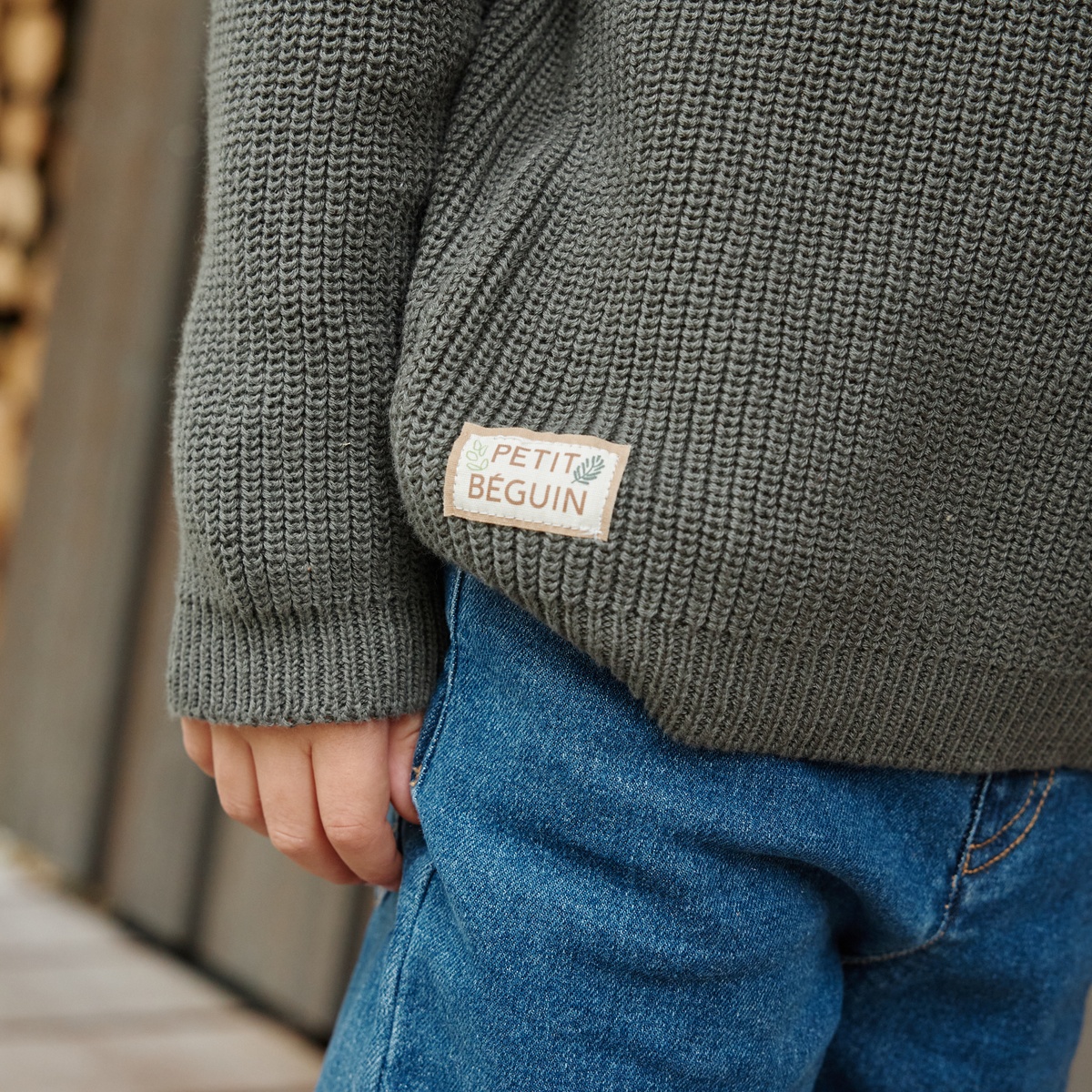Pull enfant en tricot Ubatuba vert, PETIT BEGUIN