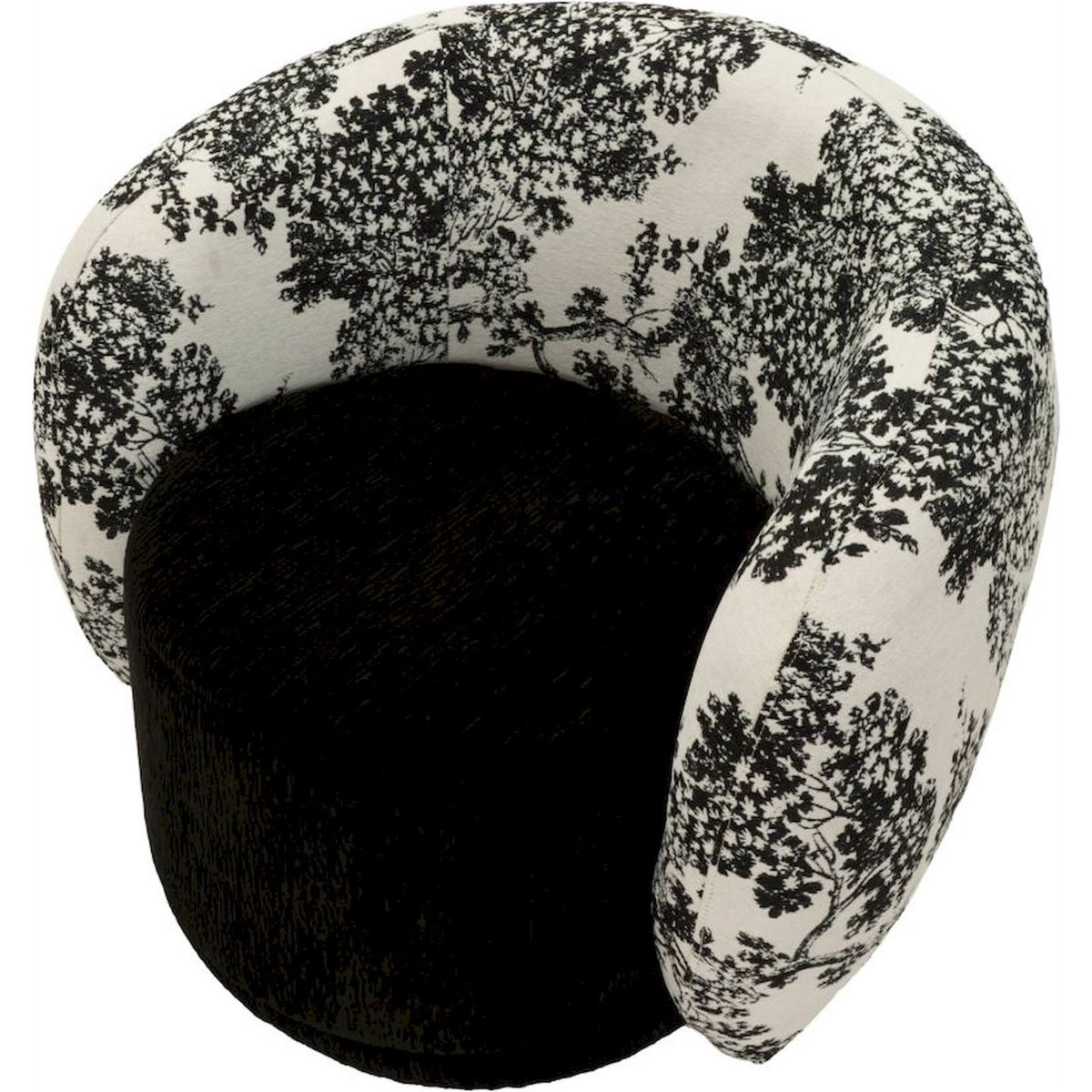 Fauteuil style oriental motif végétal MODERN noir et blanc, RECOLLECTION