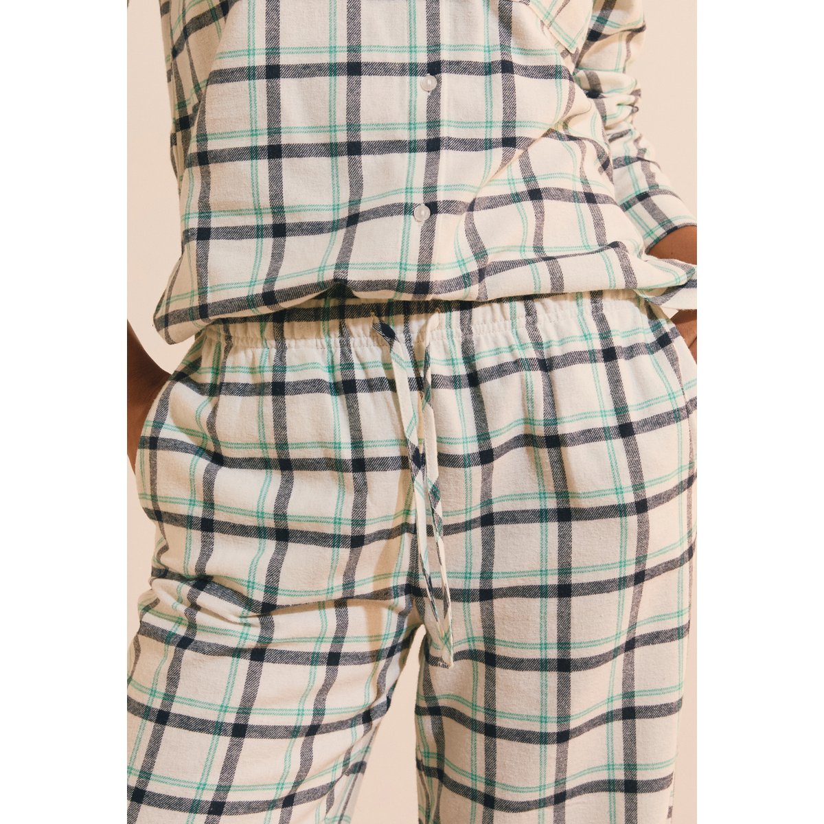 Pantalon de pyjama à carreaux en coton ROSI bleu, ETAM