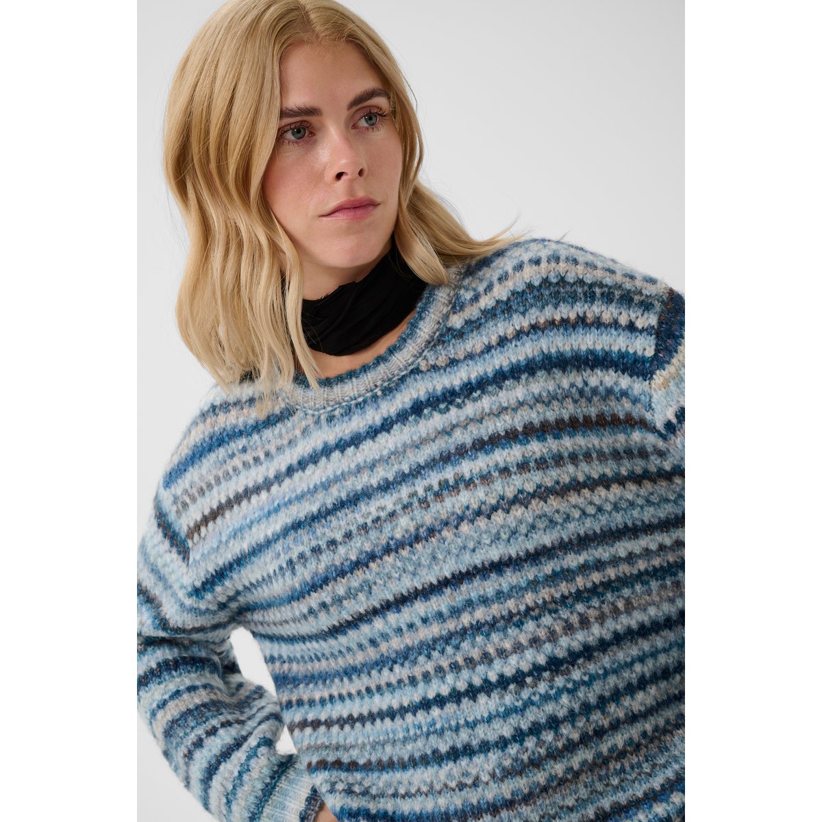 Pullover tricoté bleu blue melange multi, CULTURE