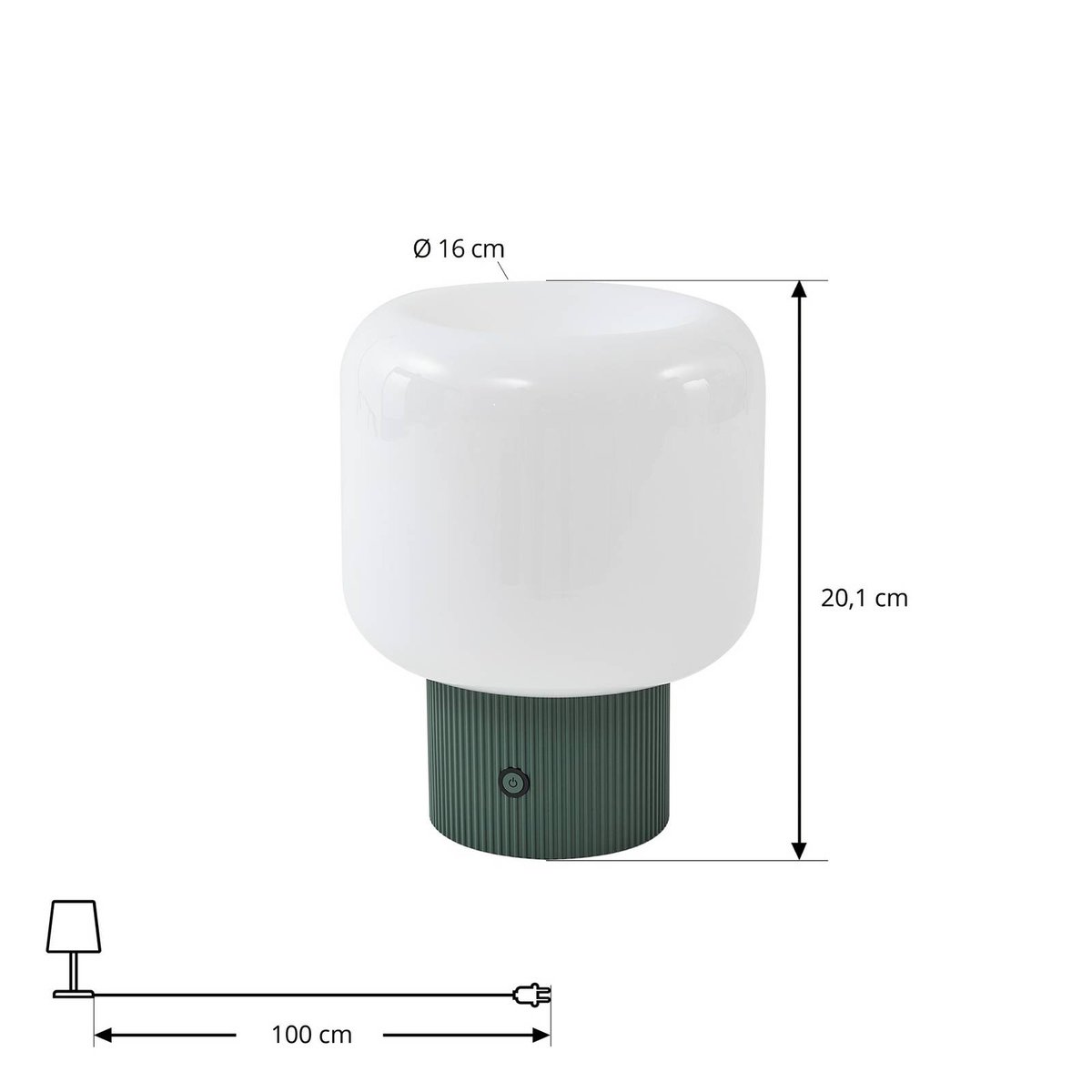 Lampe à poser en verre moderneLED vert, opale, LUCANDE