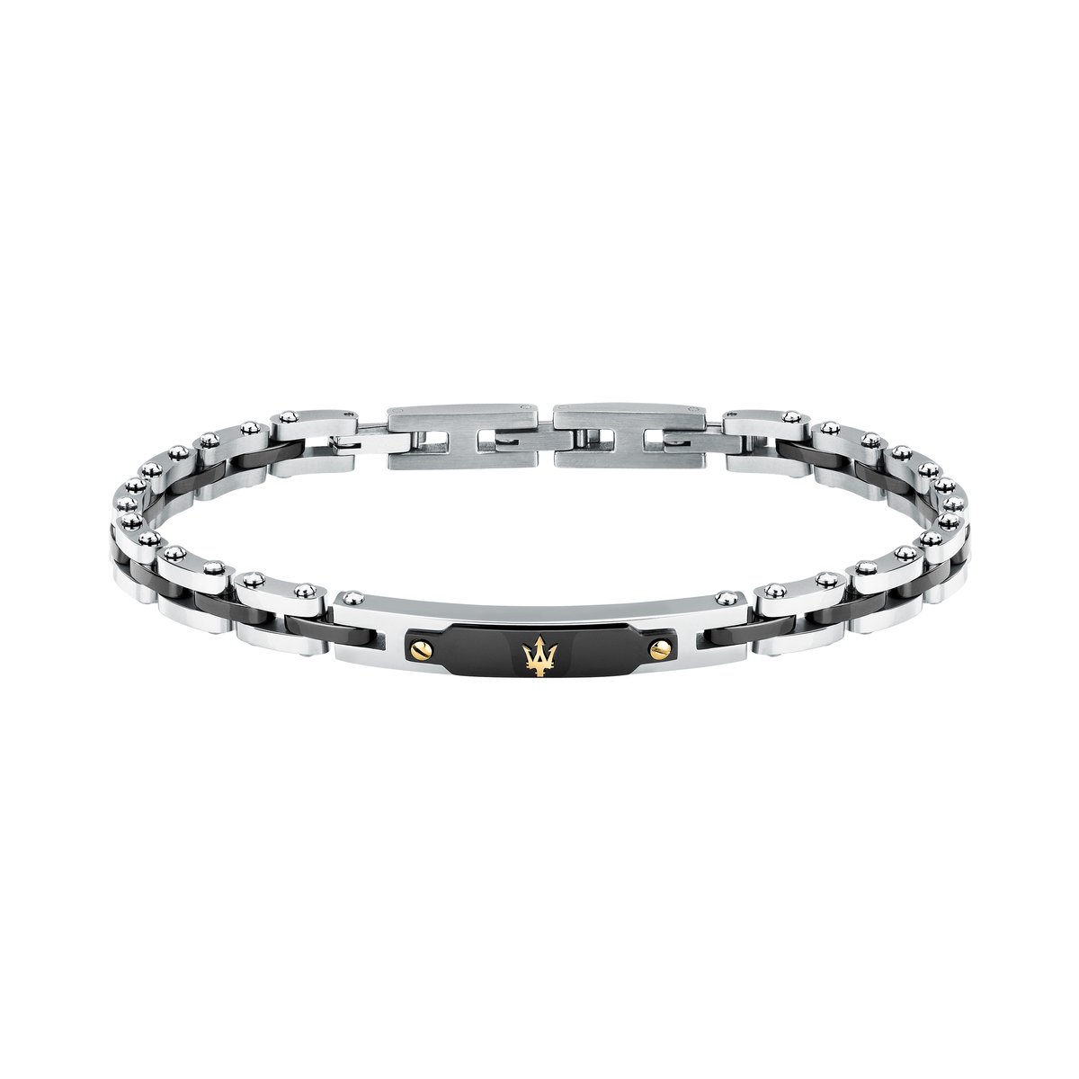 Bracelet acier, or, céramique CERAMIC GOLD argent, noir, MASERATI