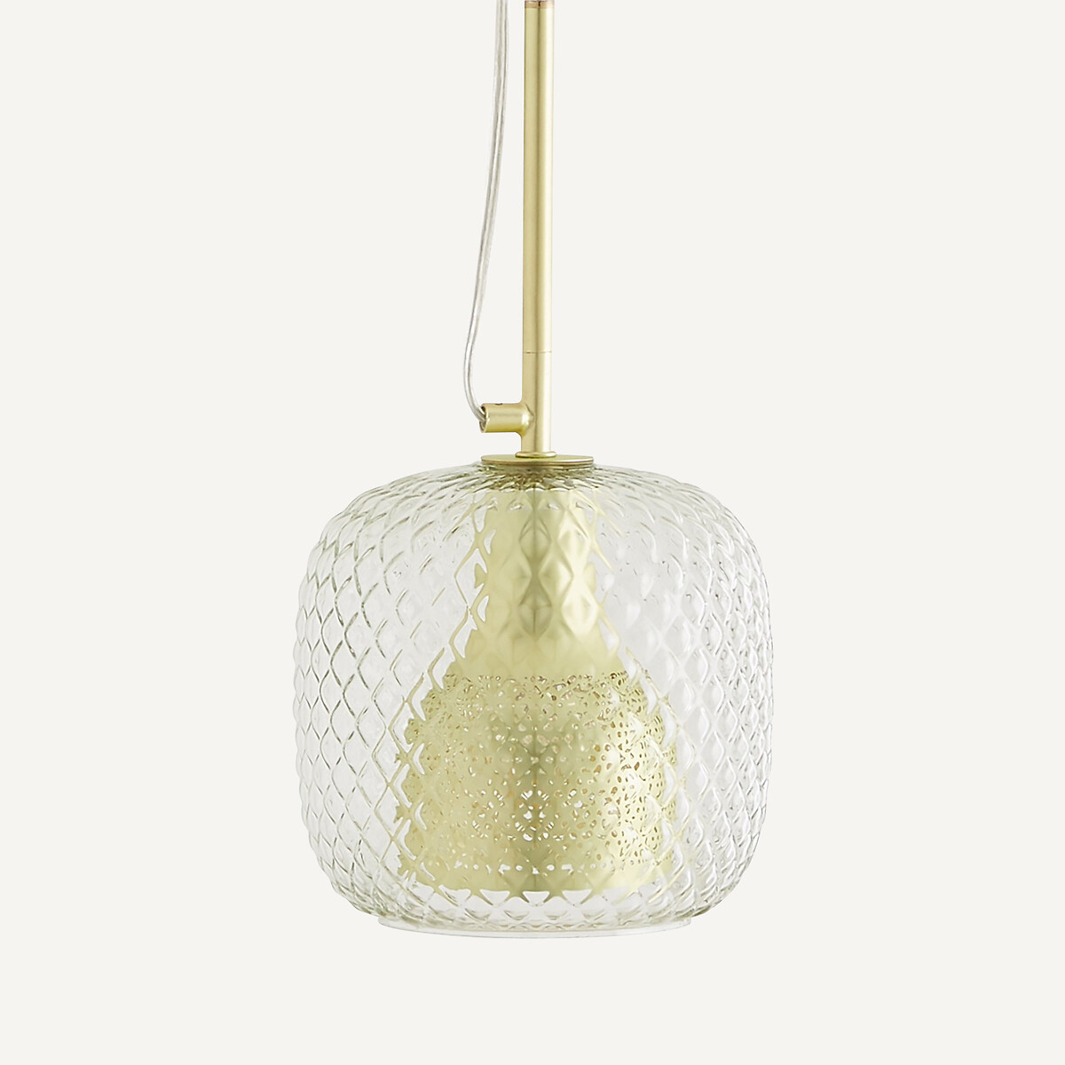 Suspension simple diamètre 18 cm, laiton et verre ciselé, MISTINGUETT laiton, EMMANUEL GALLINA X AM.PM