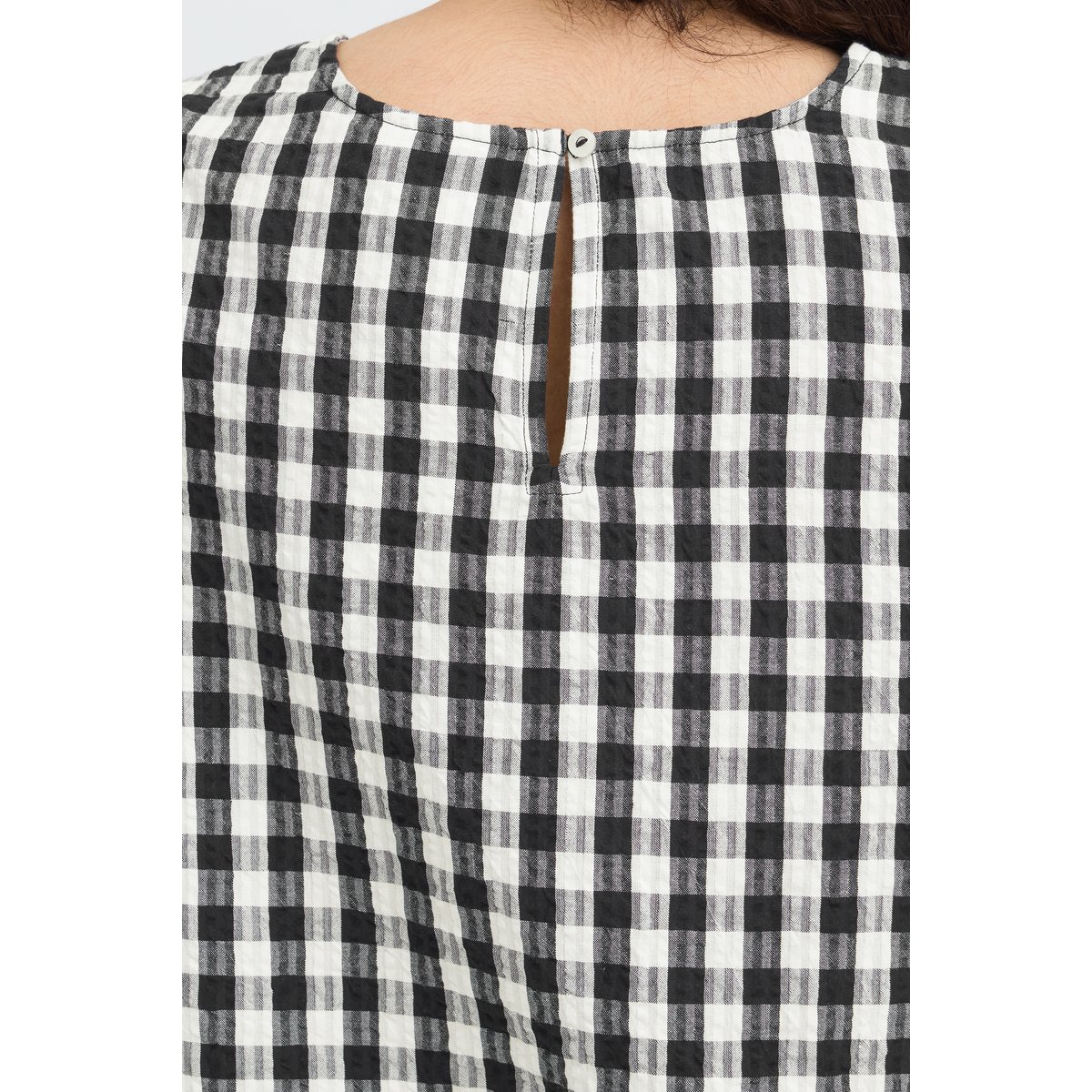 Á manches courtes noir blanc black/white check, ICHI