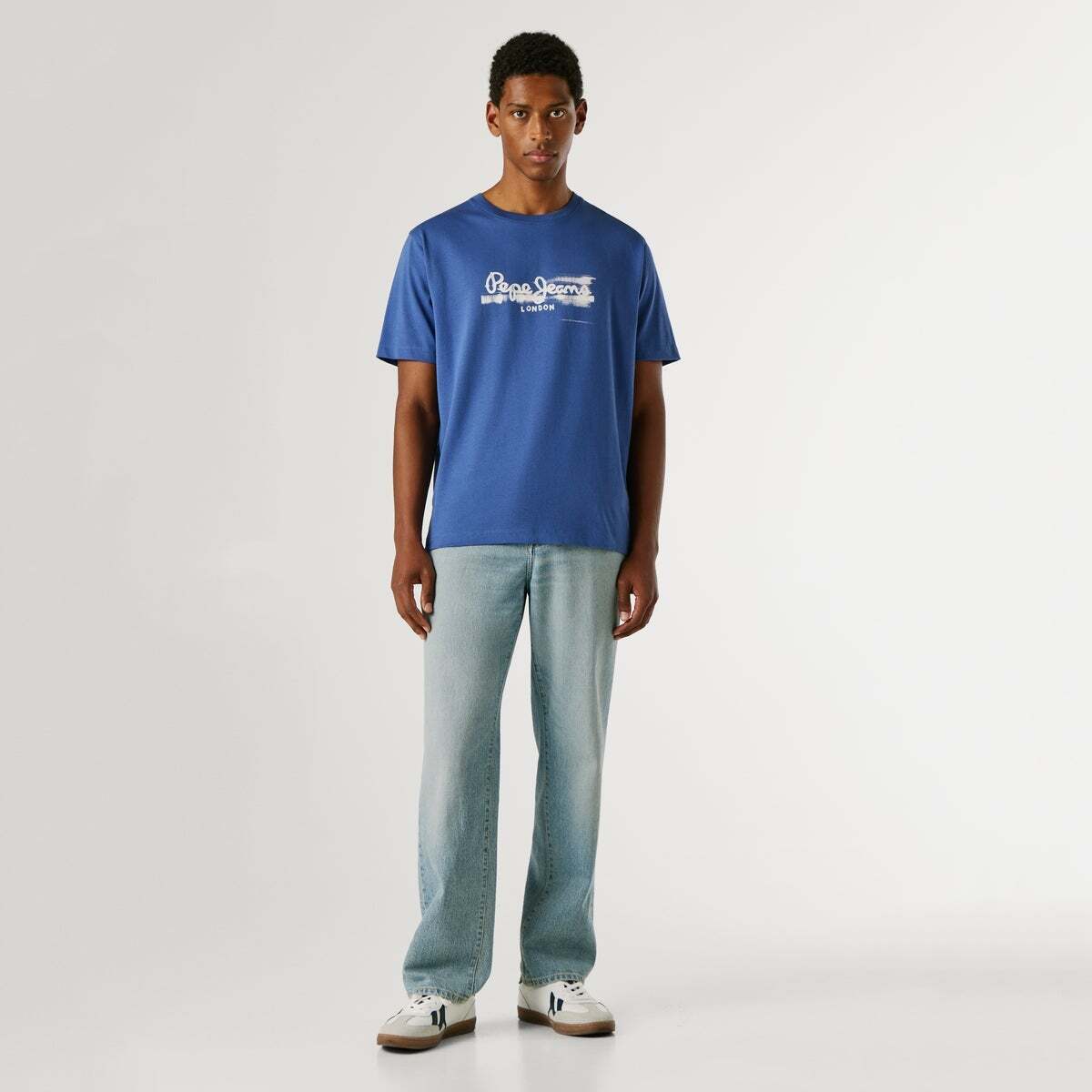 T-Shirt Coupe Regular Avec Logo Imprimé bleu marine délavé, PEPE JEANS