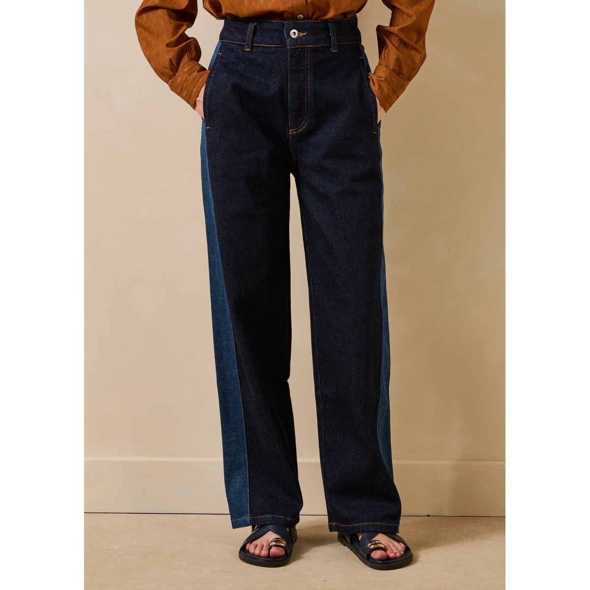 Jean barrel en coton biologique brut/medium, LA FEE MARABOUTEE