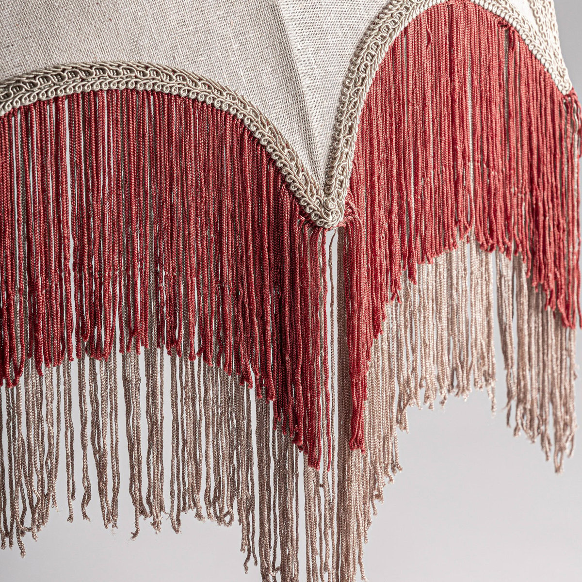 Suspension à franges collection sakhsa crème, corail et argenté, RECOLLECTION