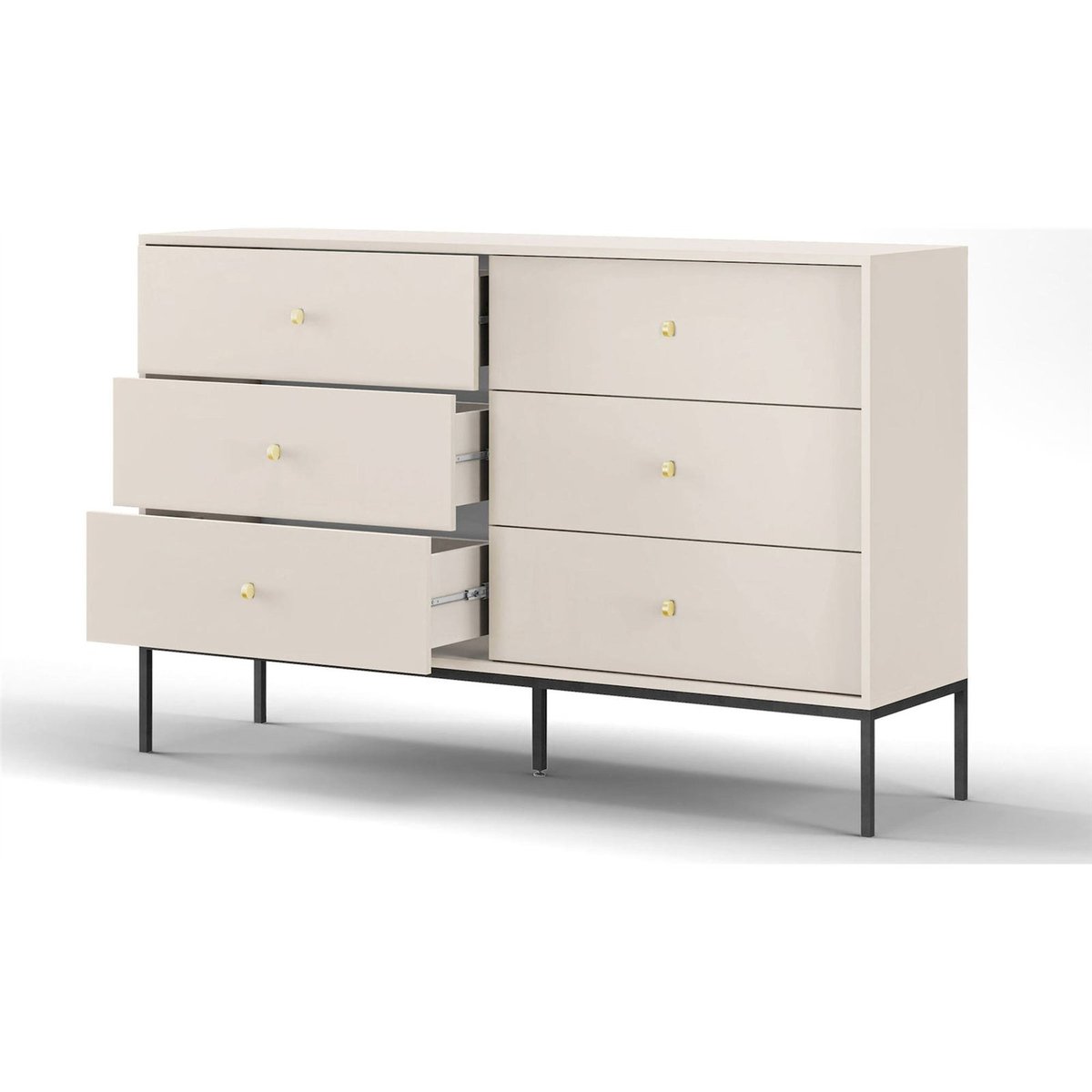 Commode vintage six tiroirs MONNE beige, RECOLLECTION