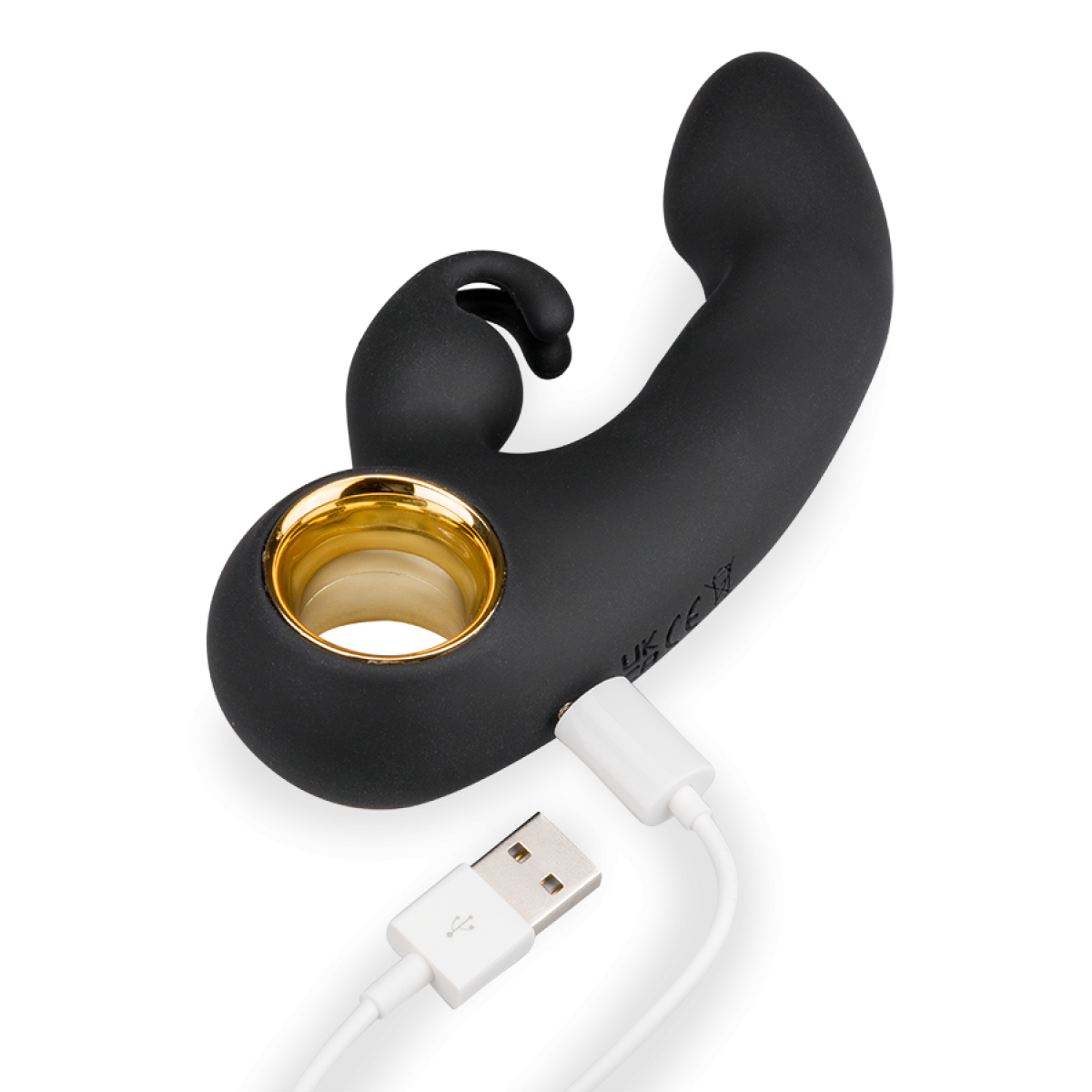 Mini vibromasseur rabbit vibrations et mouvements First Love noir, LOVE AND VIBES