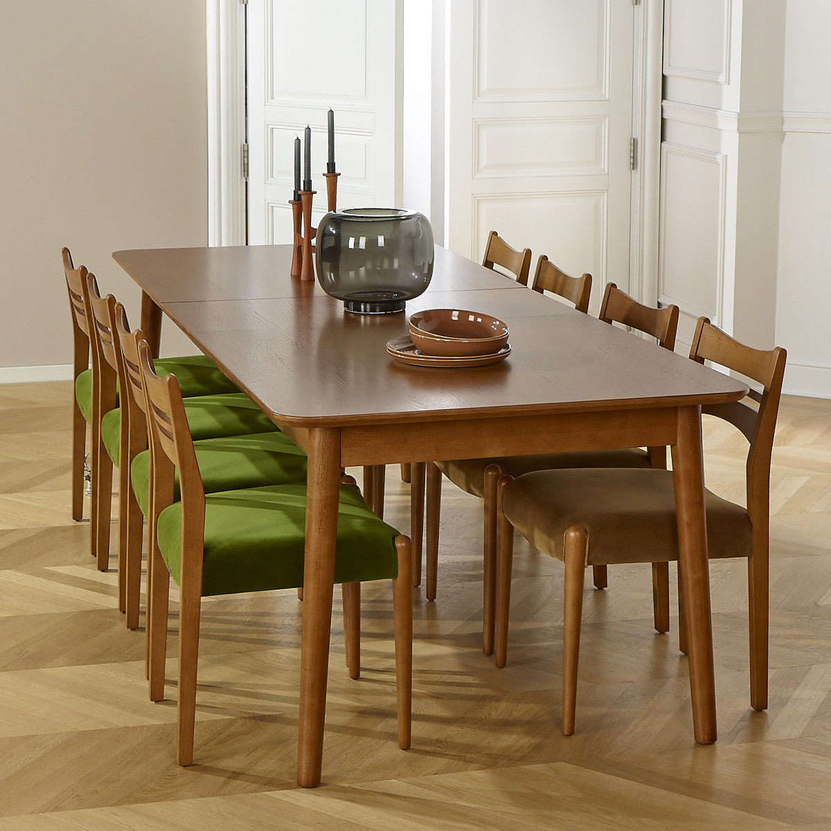 Table à manger rectangulaire style scandinave, 8/10 convives BEN marron, ROBIN DES BOIS