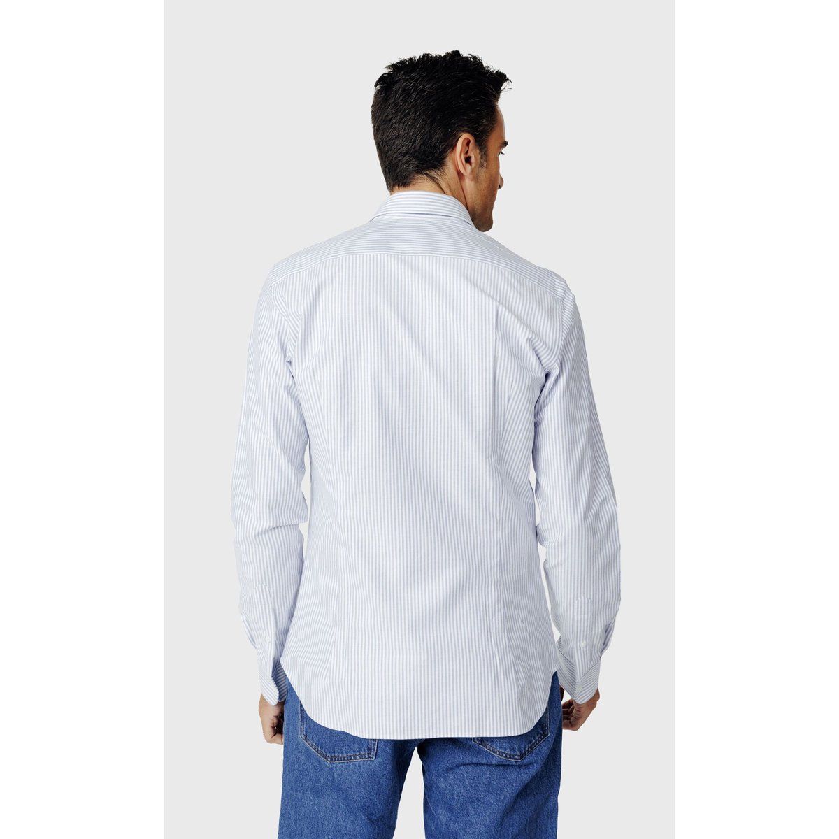 Chemise Slim fit en oxford Japonais à rayures bleu ciel, ACROSS