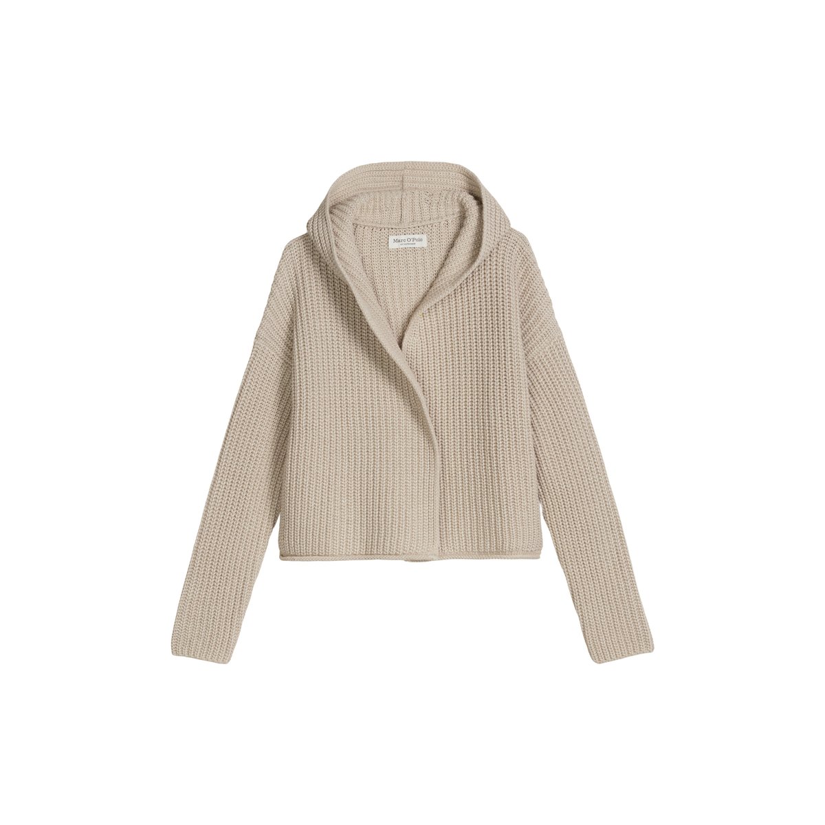 Cardigan à capuche oversize en doux mélange de coton organique gris clair, MARC O'POLO