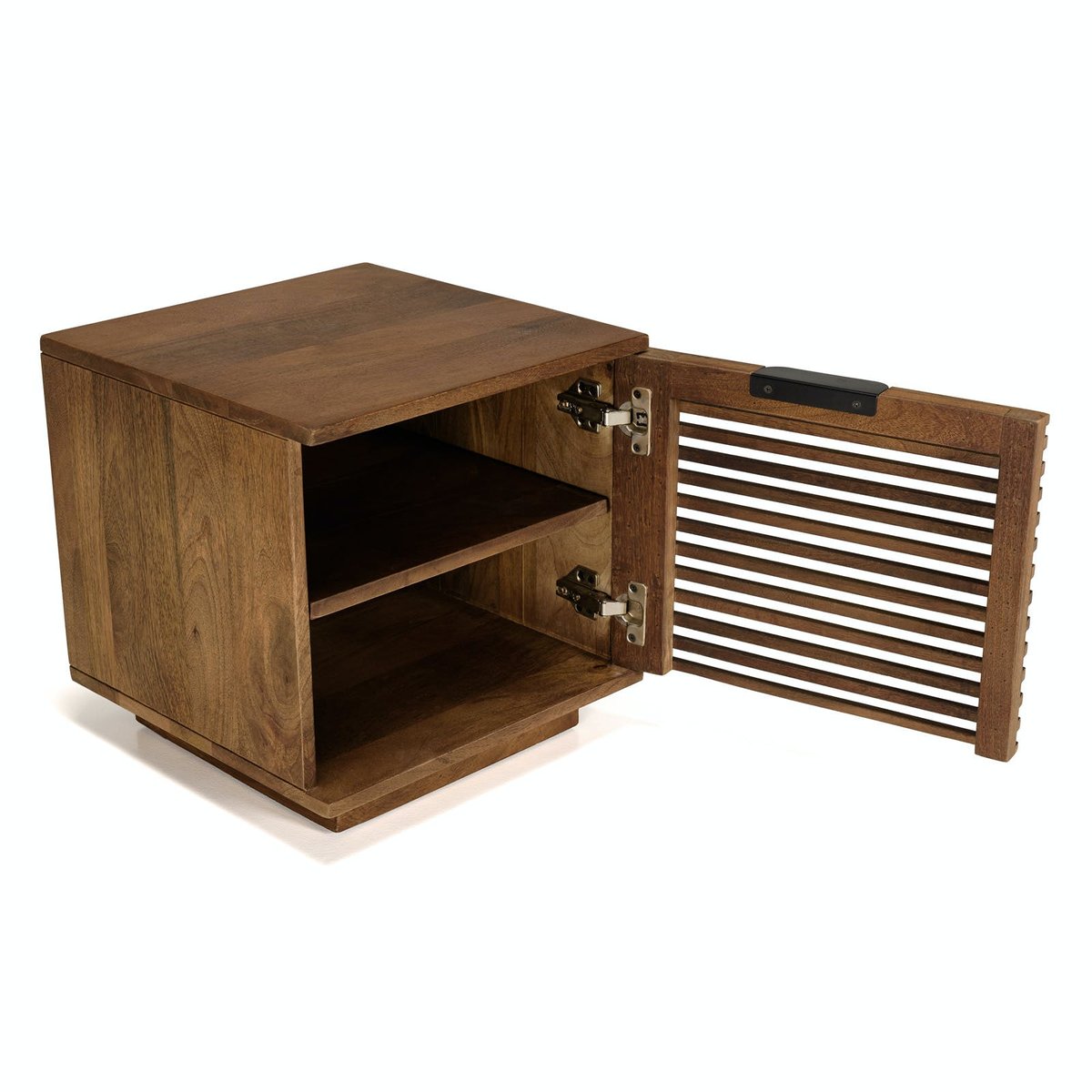 Table de nuit bois de manguier 1 grande porte ajourée KANHA bois naturel, PIER IMPORT
