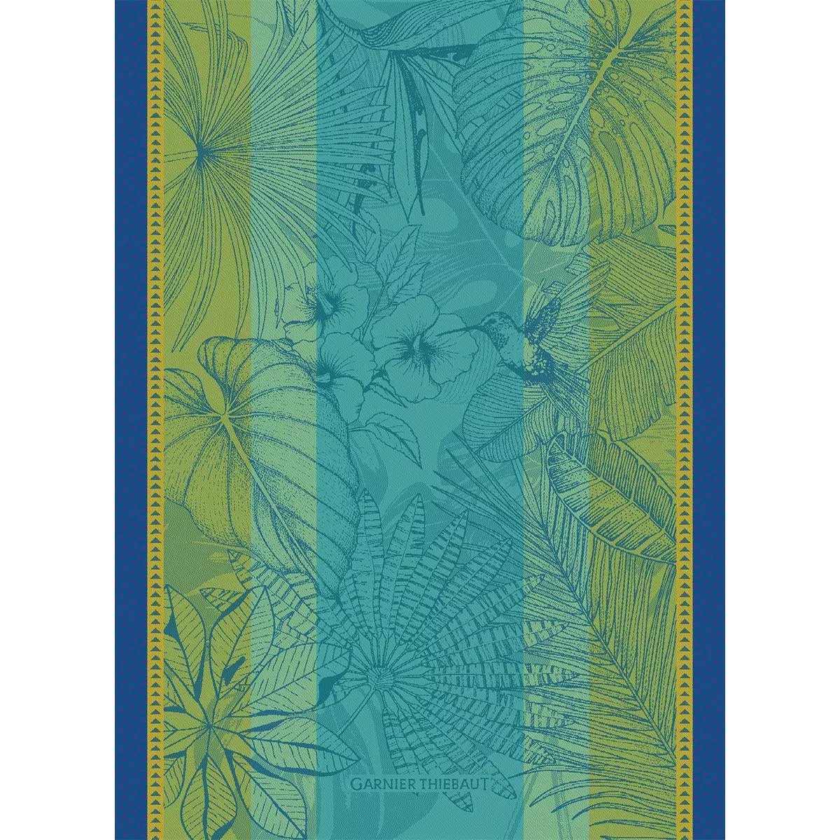 Torchon pur coton PLANTES EXOTIQUES baltique, GARNIER THIEBAUT