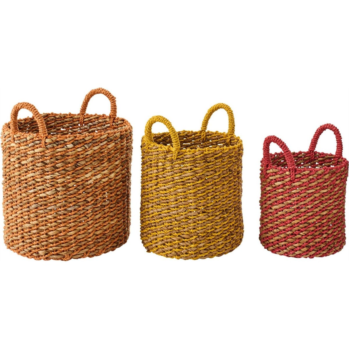 Lot de 3 paniers en raphia tressé multicolore, RECOLLECTION