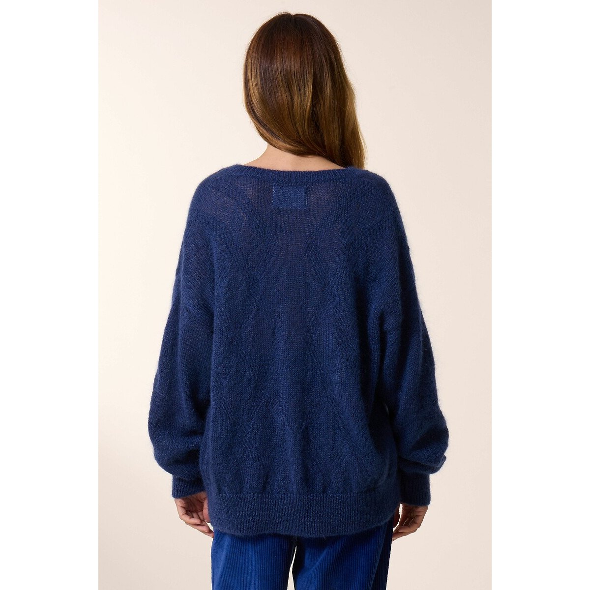 Malili Wool/Mohair Jumper with V-Neck navy blue, LEON & HARPER