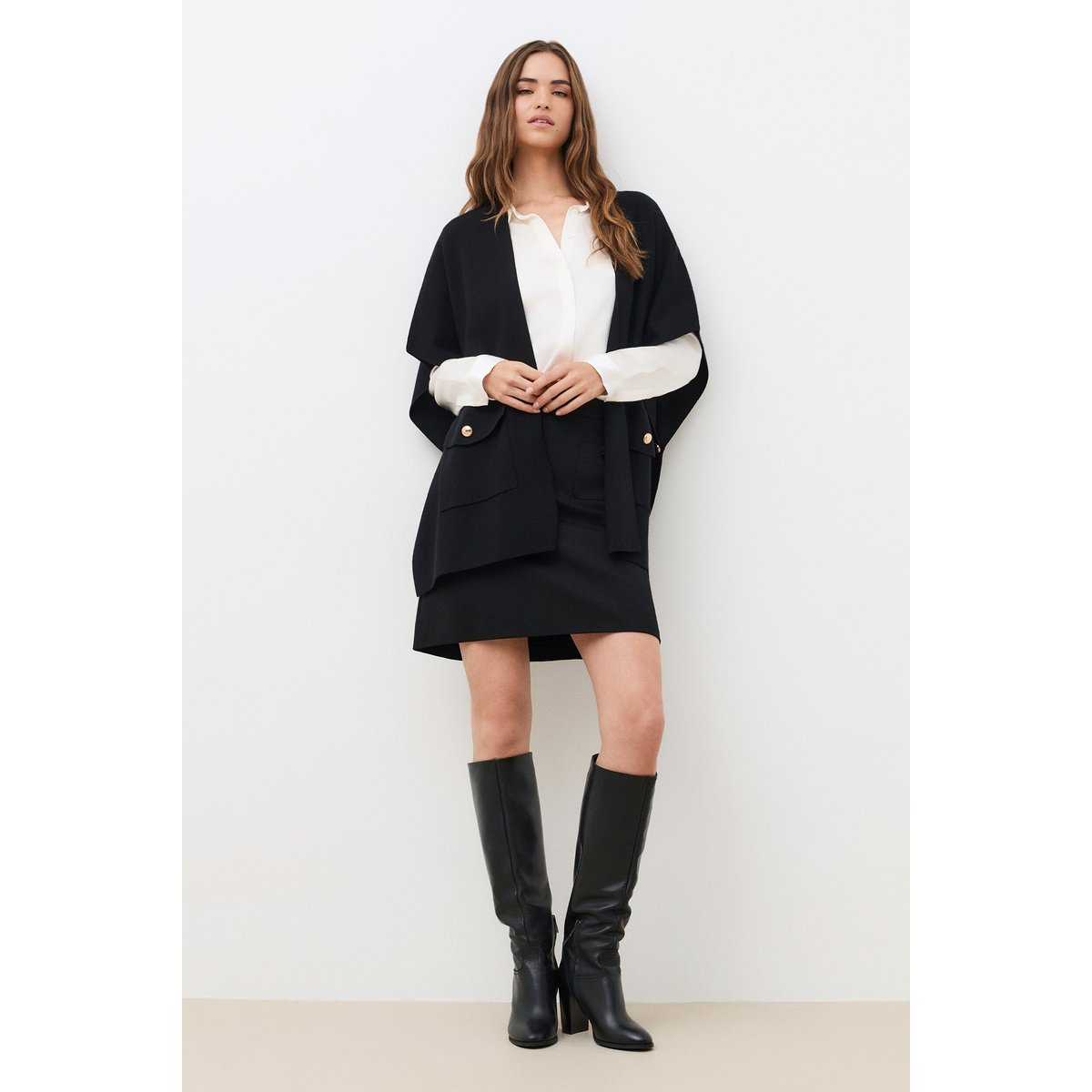 Poncho ample sans col HEGIL noir, CAROLL