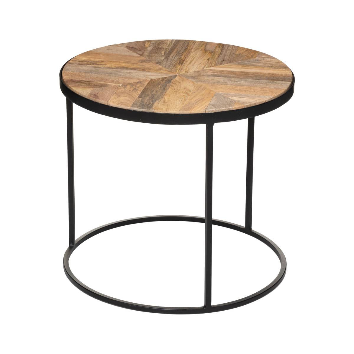 Lot de 2 tables gigognes plateau manguier motif géométrique BASILE marron, ATMOSPHERA
