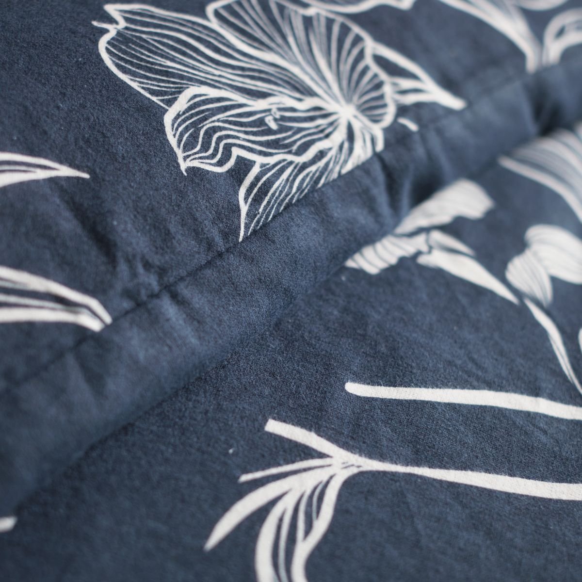 Parure de lit imprimé Floral coton FLANELLE bleu marine, TODAY